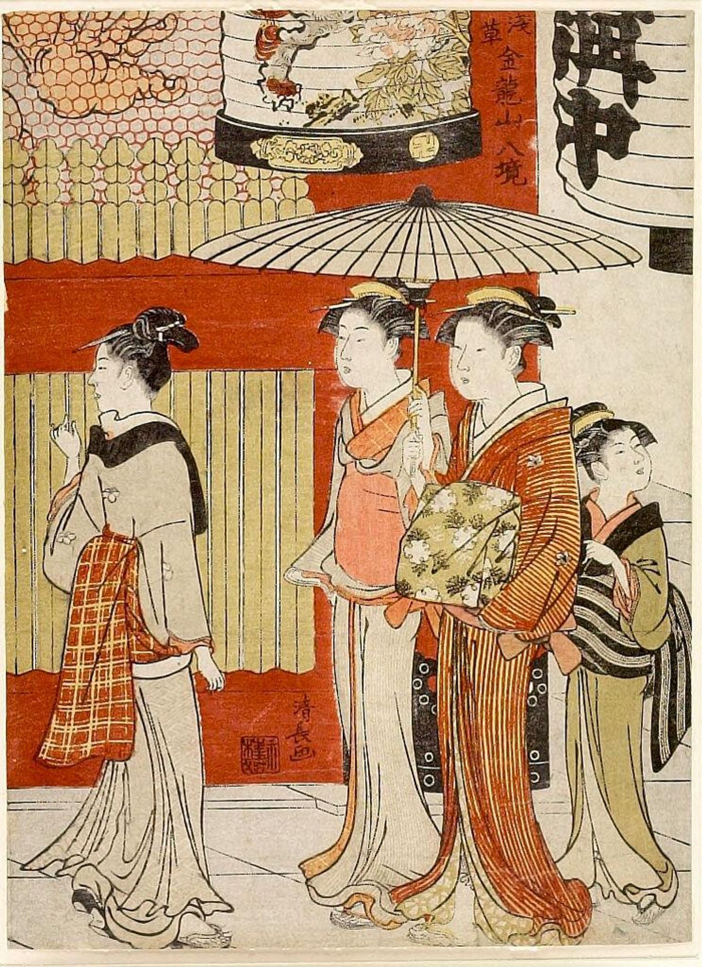 The Temple Entrance, from the series Eight Views of the Asakusa Temple (Asakusa KinryÅ«zan hakkei) by Torii Kiyonaga