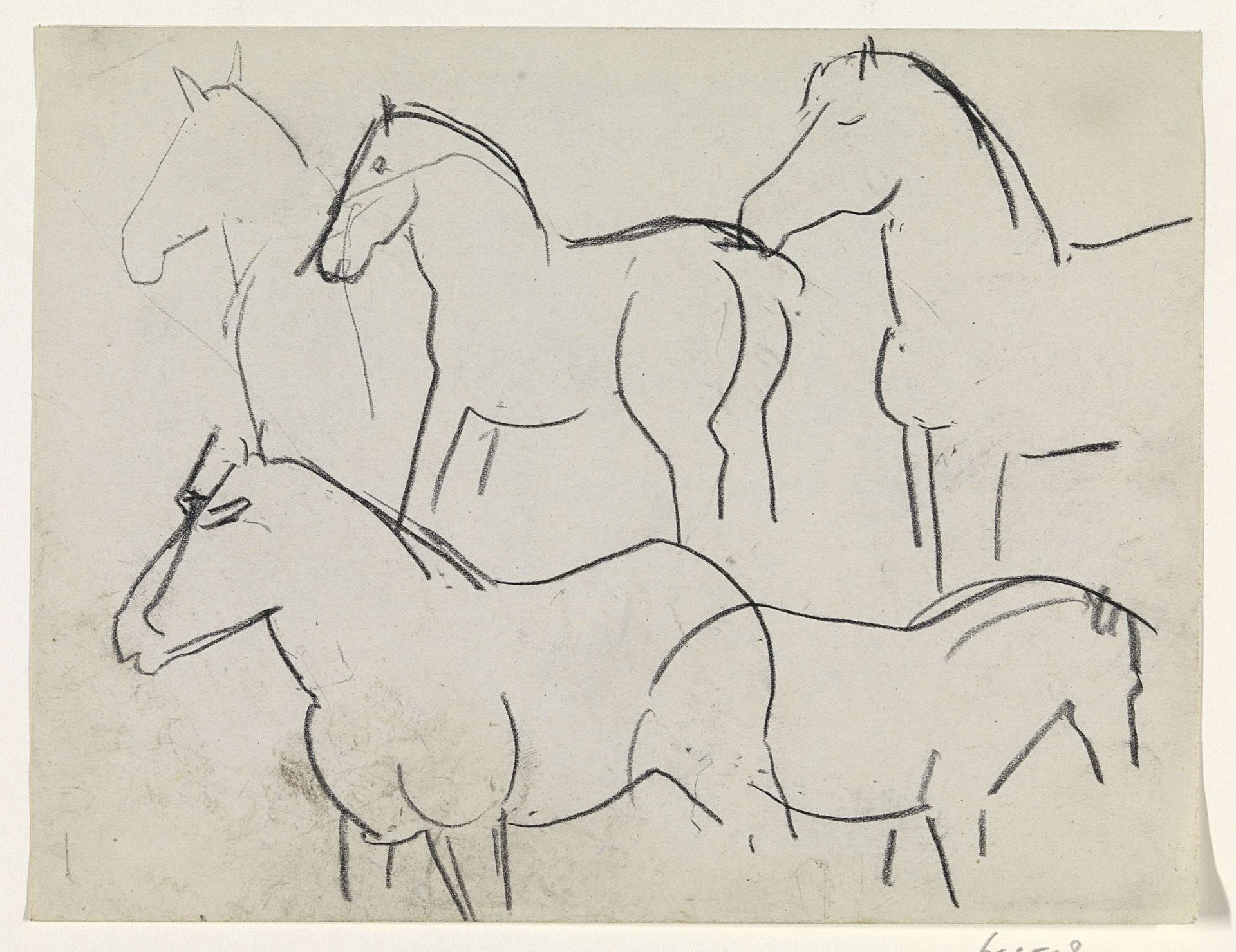 Vijf paarden by Leo Gestel