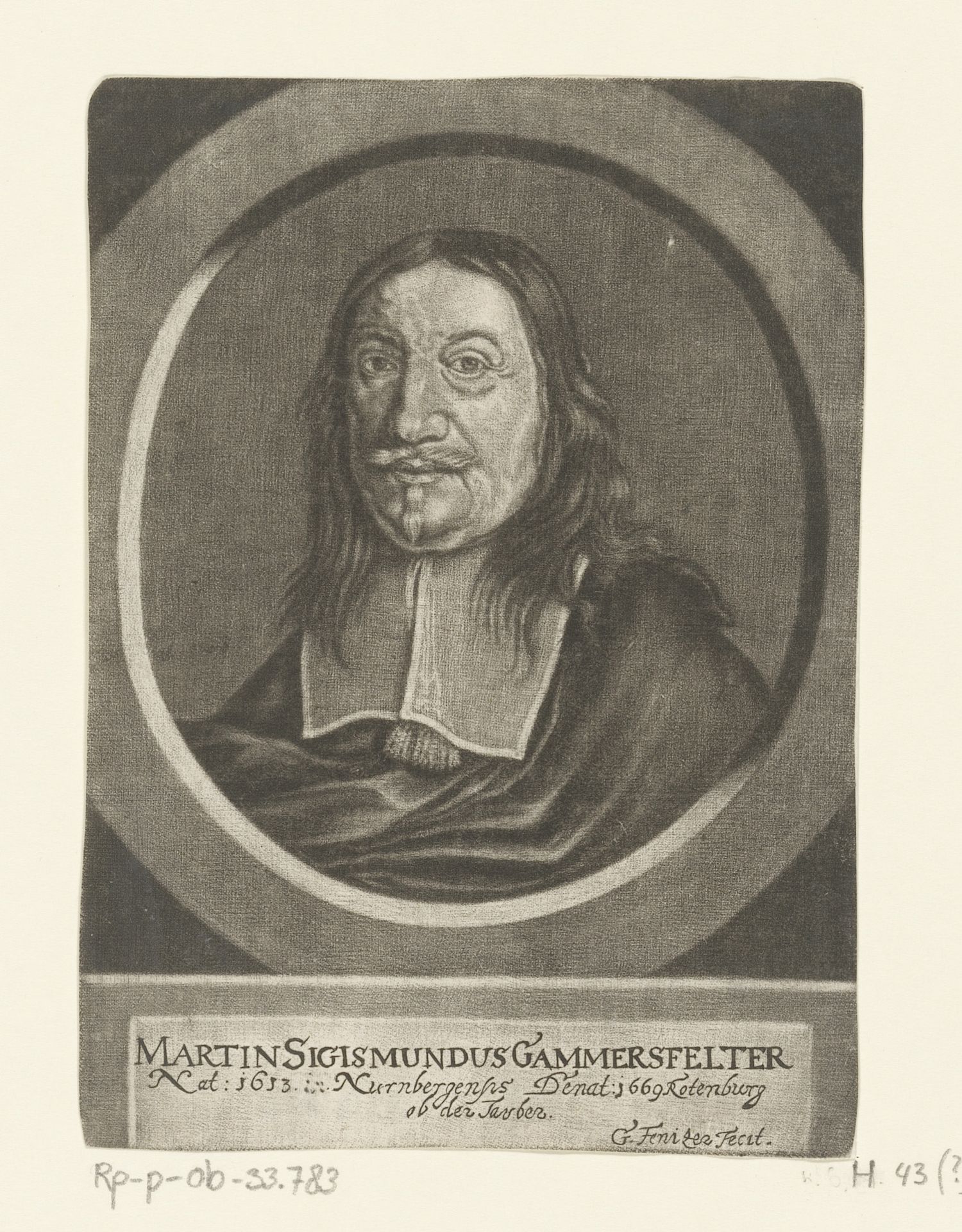 Portret van Martin Sigmund Gammersfelder by Georg Fennitzer