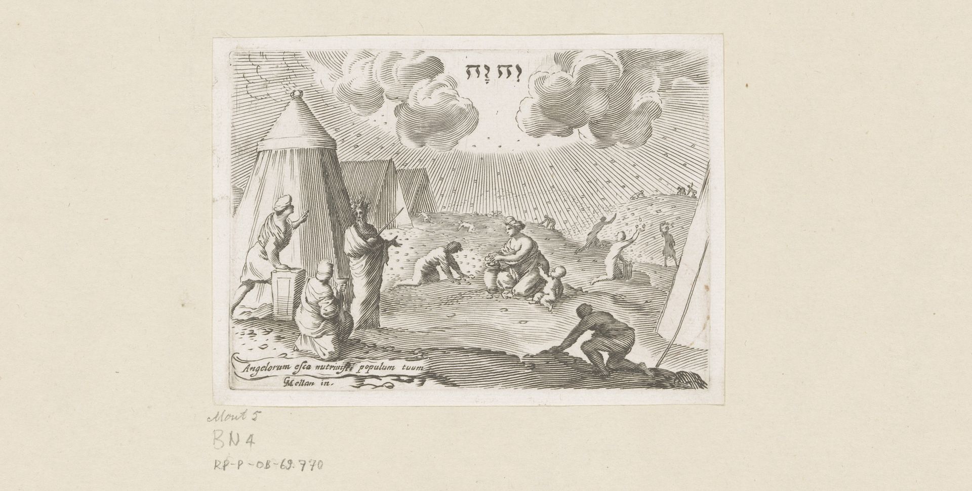 Verzamelen van het manna by Claude Mellan