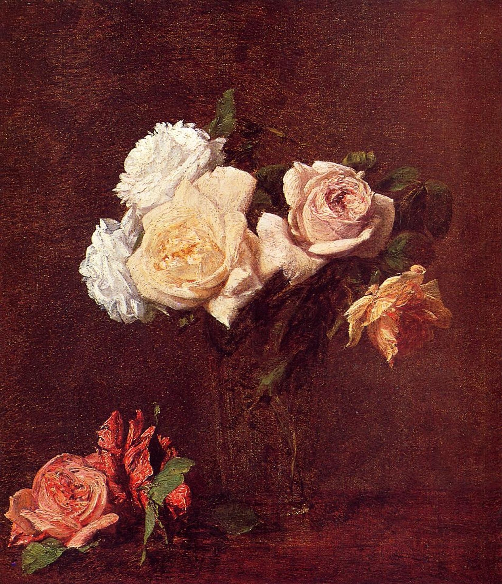 Roses in a Vase by Henri Fantin-Latour
