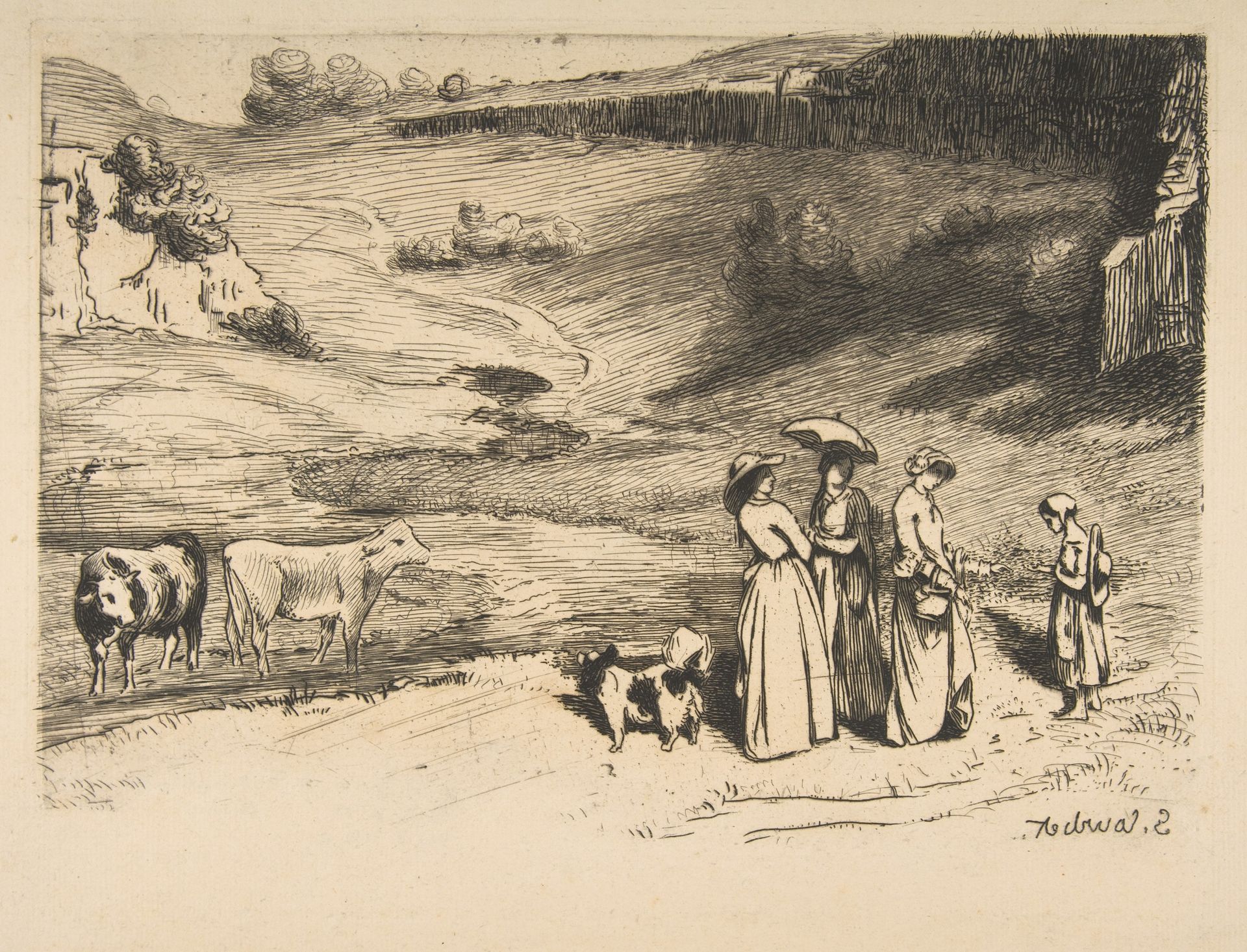Les Demoiselles de village by Félix Bracquemond