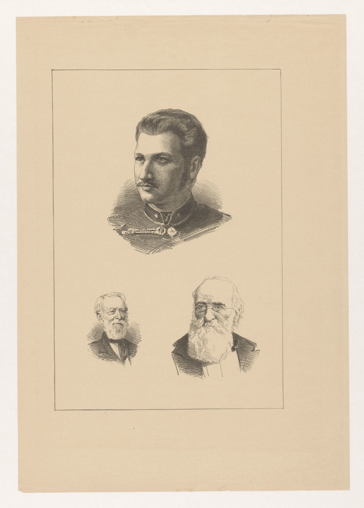 Portretten van Ferdinand I van Bulgarije, Alfred Krupp en Agostino Depretis by Willem (II) Steelink