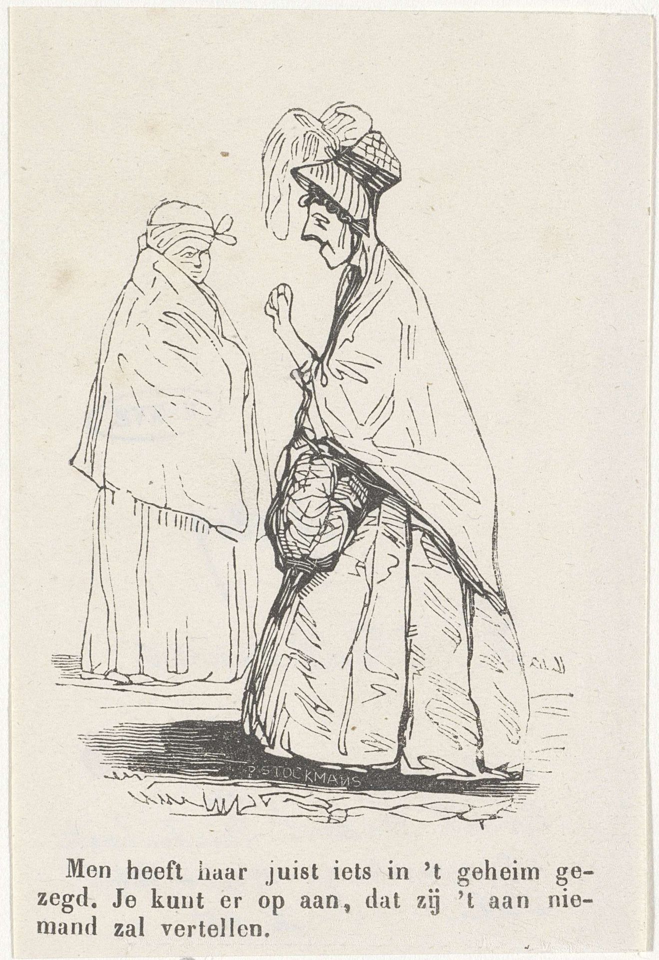 Twee vrouwen met schoudermantels by P. Stockmans