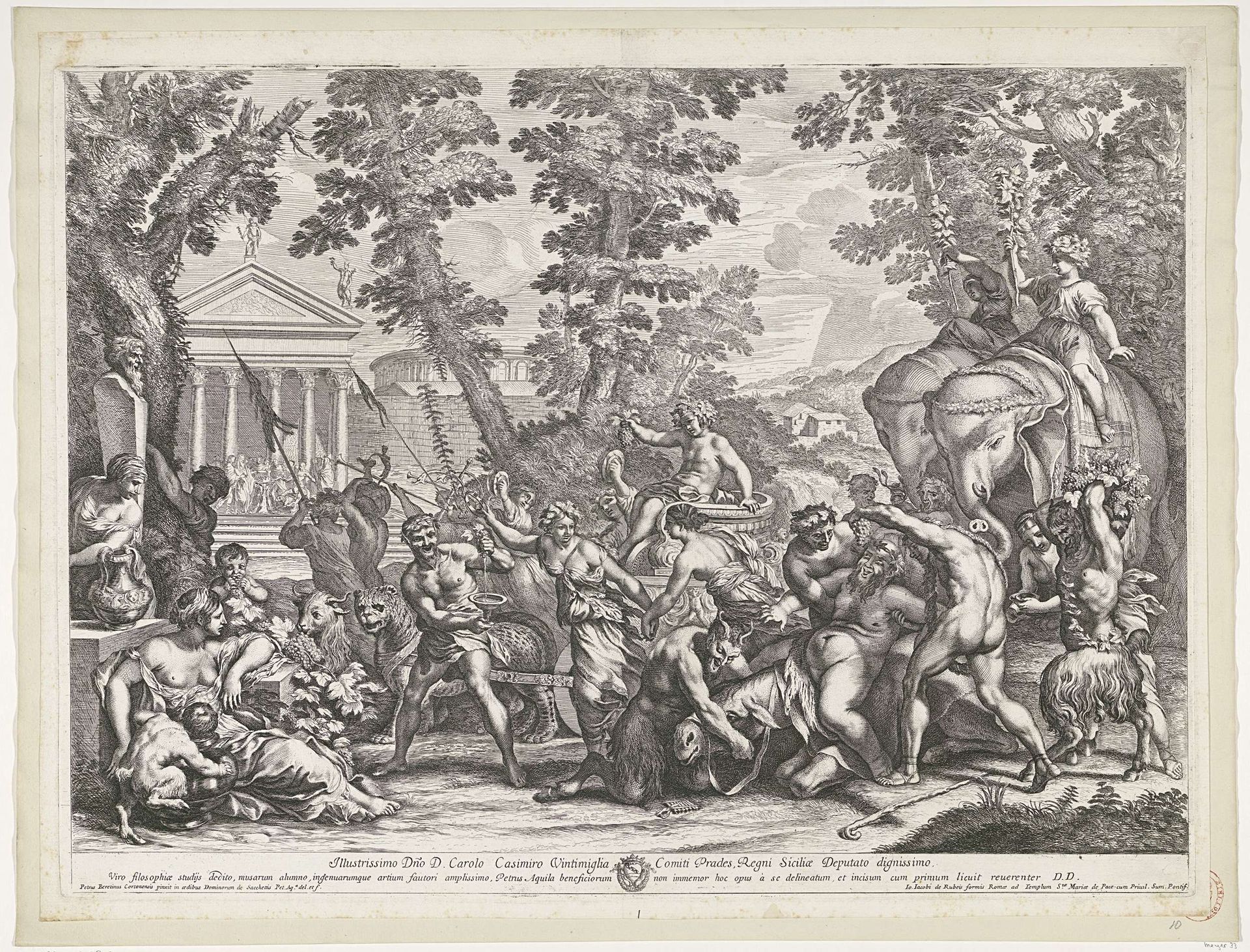 Triomftocht van Bacchus by Pietro Aquila