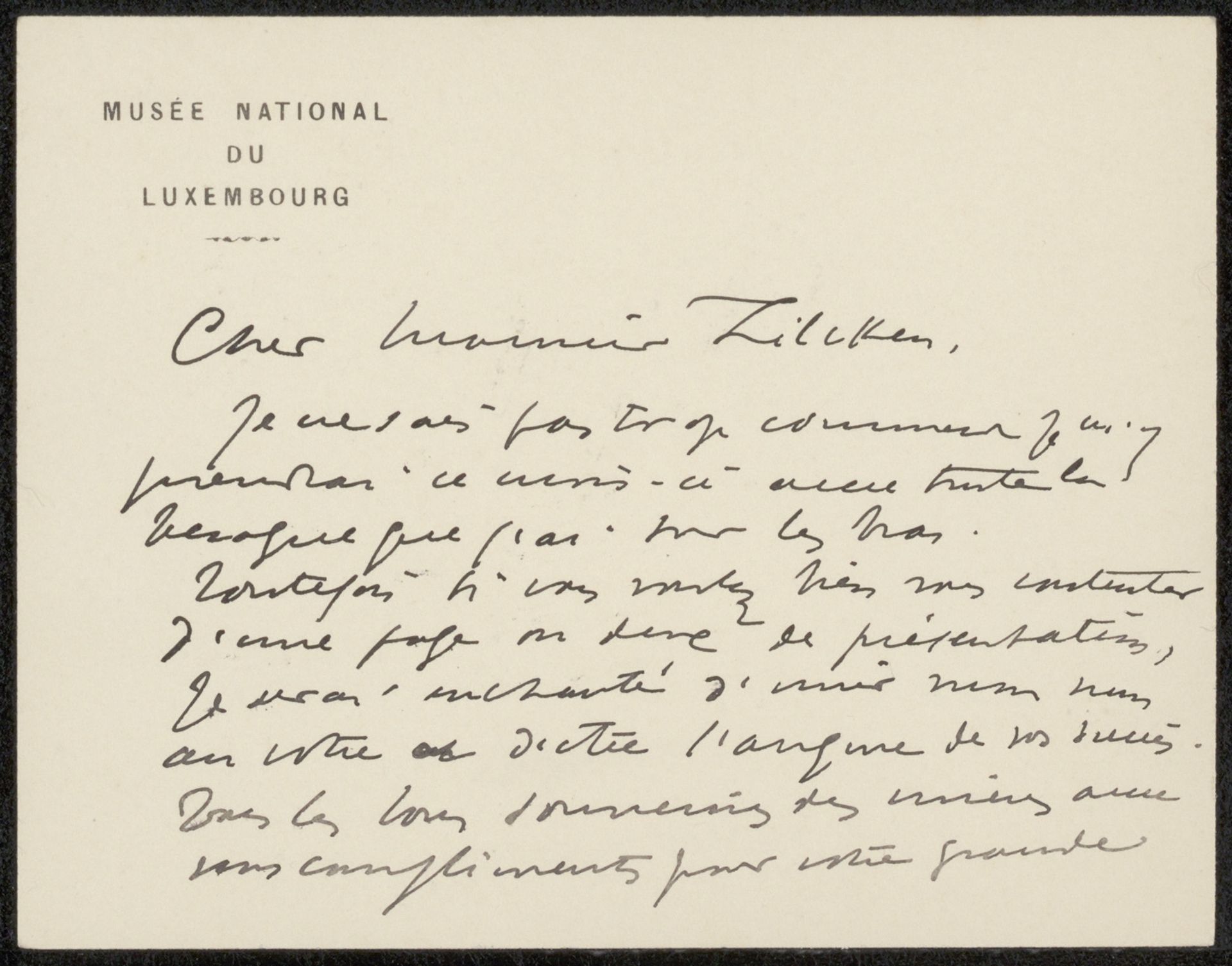 Brief aan Philip Zilcken by Léonce Bénédite