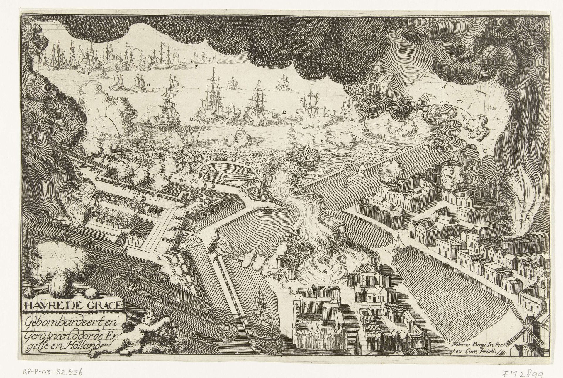 Bombardement van Le Havre door de Geallieerden, 1694 by Pieter van den Berge