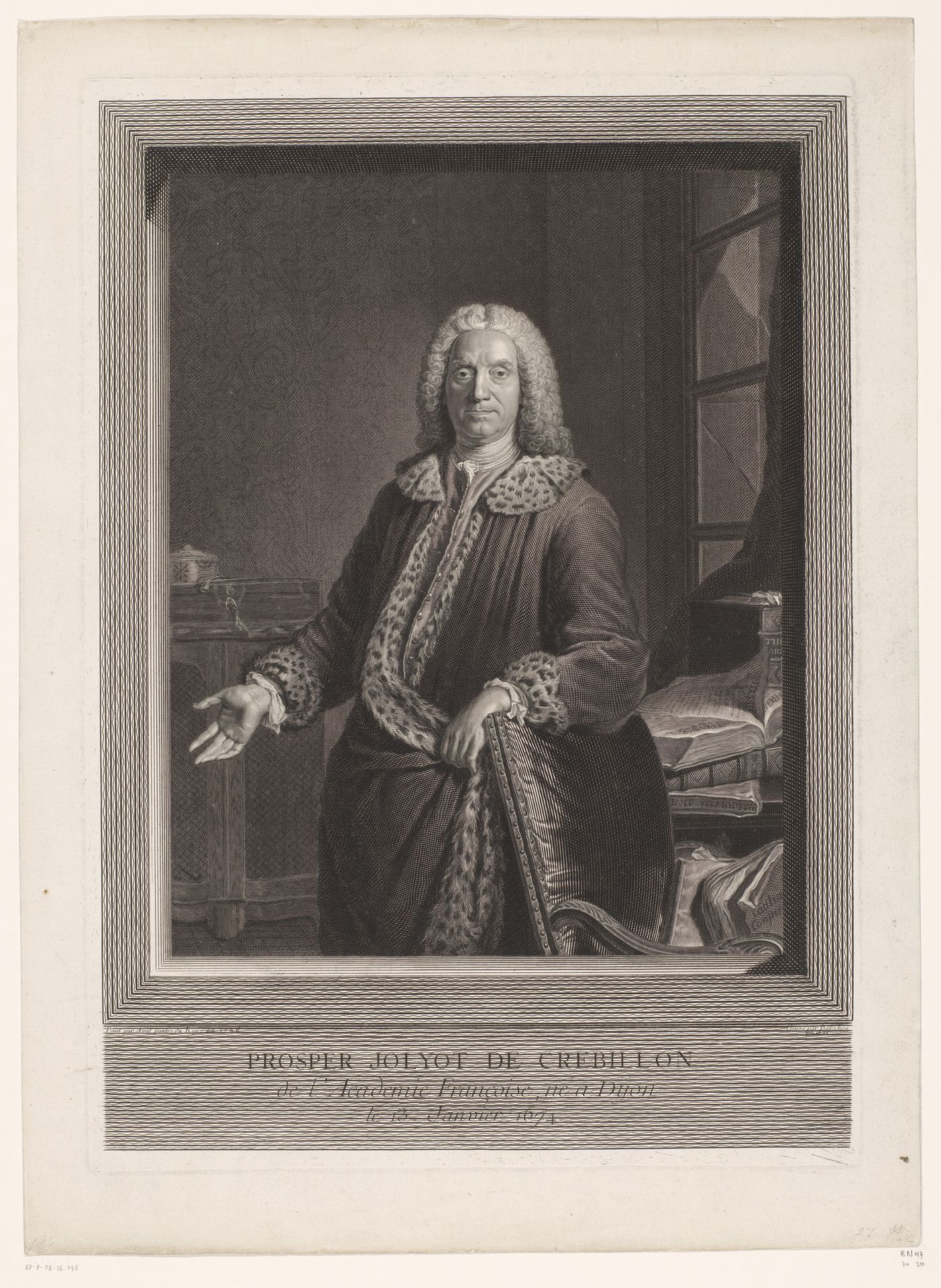 Portret van Prosper Jolyot de Crébillon by Jean-Joseph Baléchou