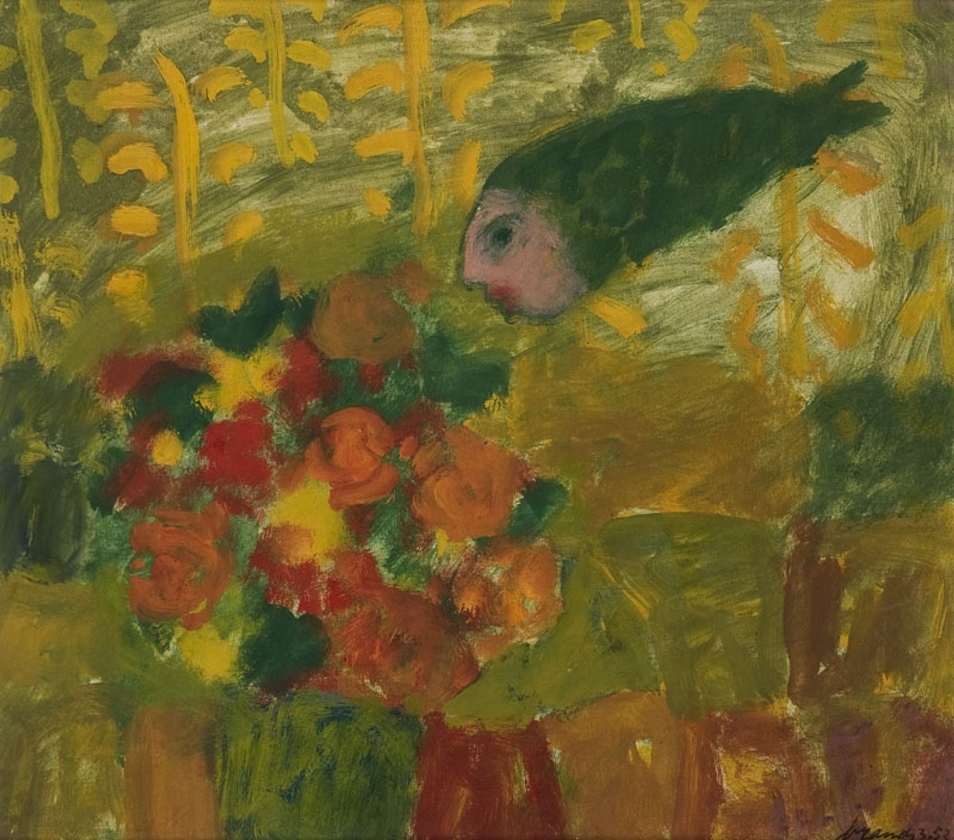 Vis boven bloemen by Eugene Brands
