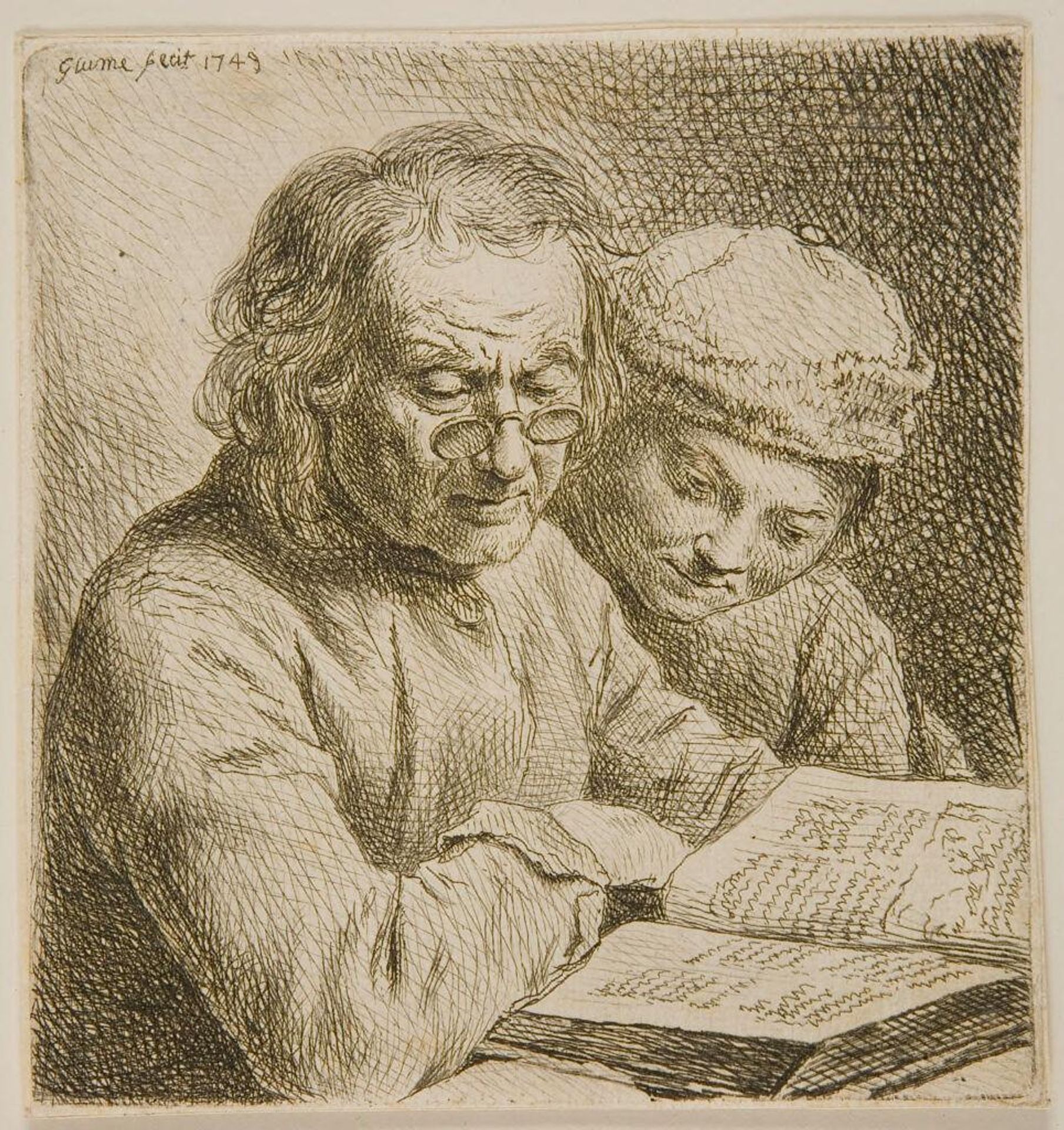 Old Man and Boy Reading by Johann Gottlieb Glume