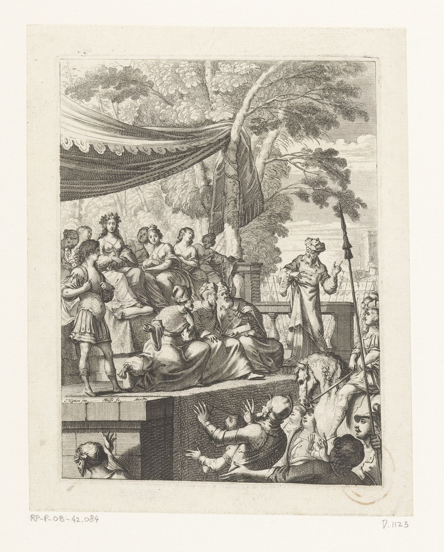 Afgevaardigden van Syracuse komen Dicearque, Melinte en Palamède complimenteren by Abraham Bosse