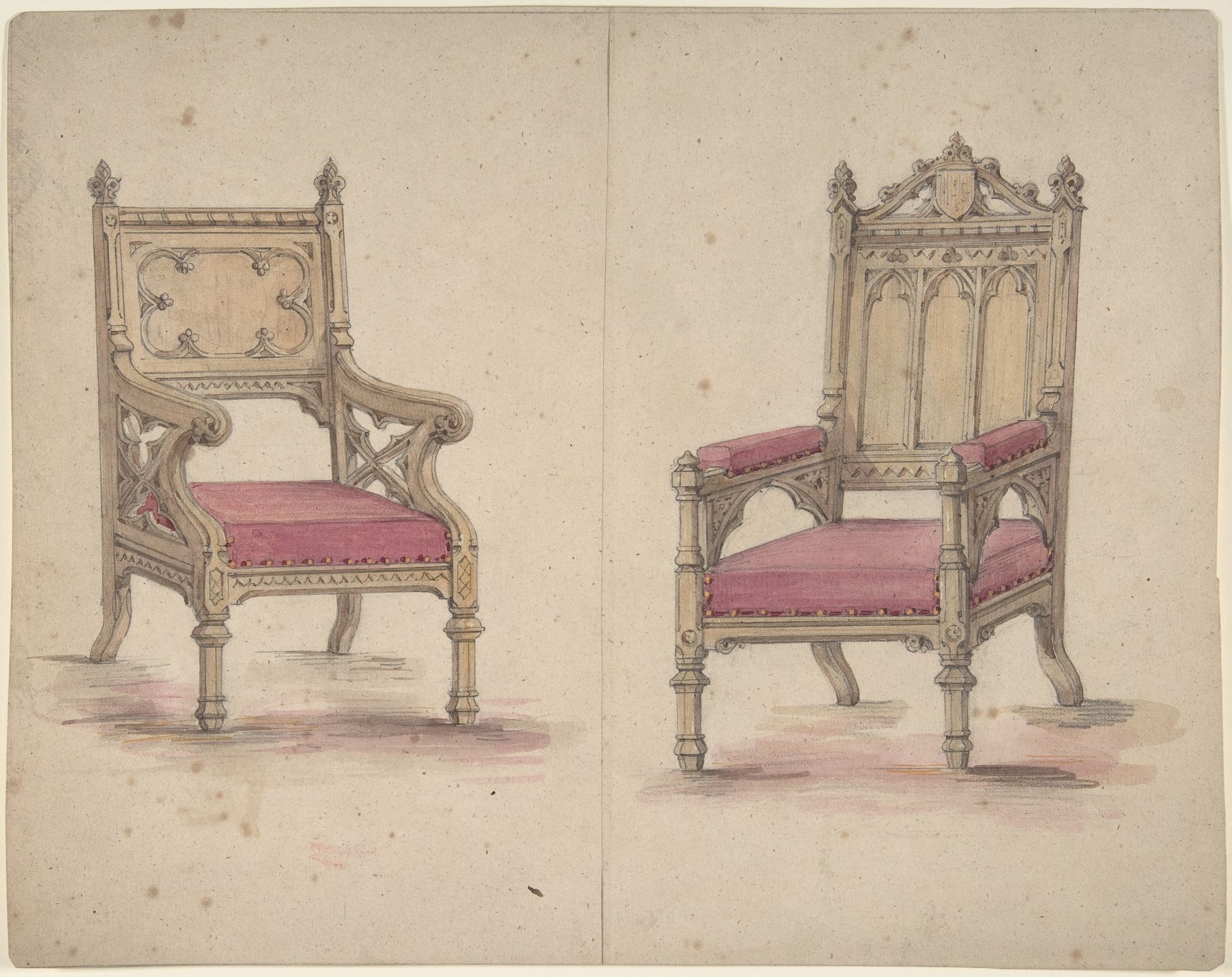 Designs for Two Gothic Style Chairs by Anonymous