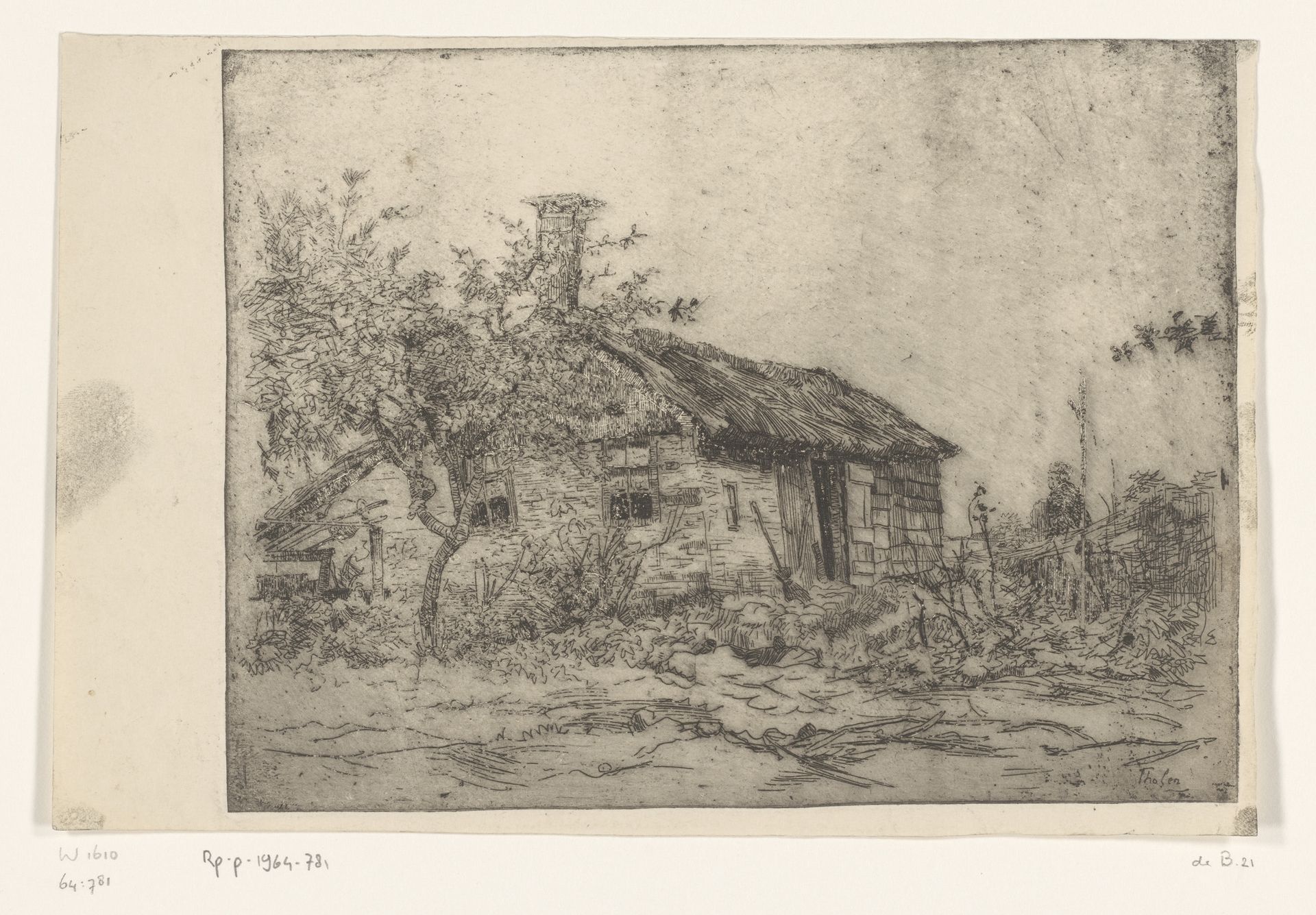 Boerderij en fruitboom in landschap by Willem Bastiaan Tholen