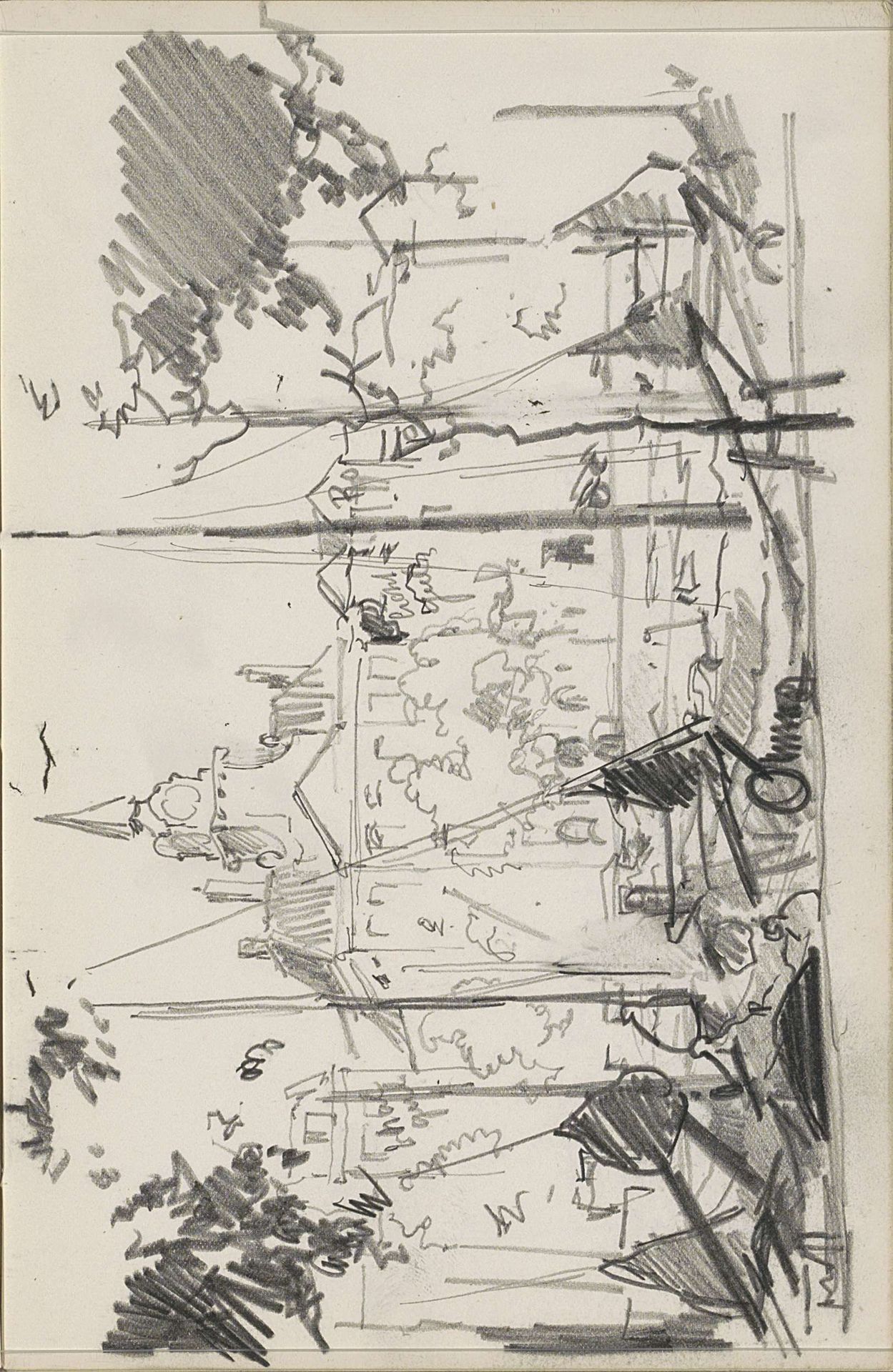 Aanlegplaats voor schepen in een stad by Cornelis Vreedenburgh
