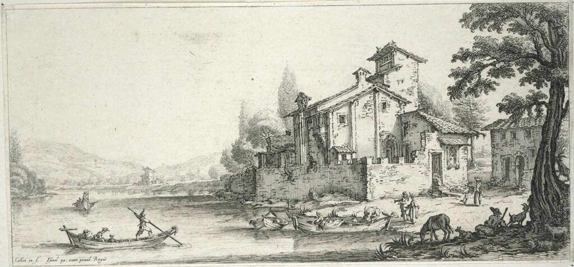River Boats with Passengers by Jacques Callot
