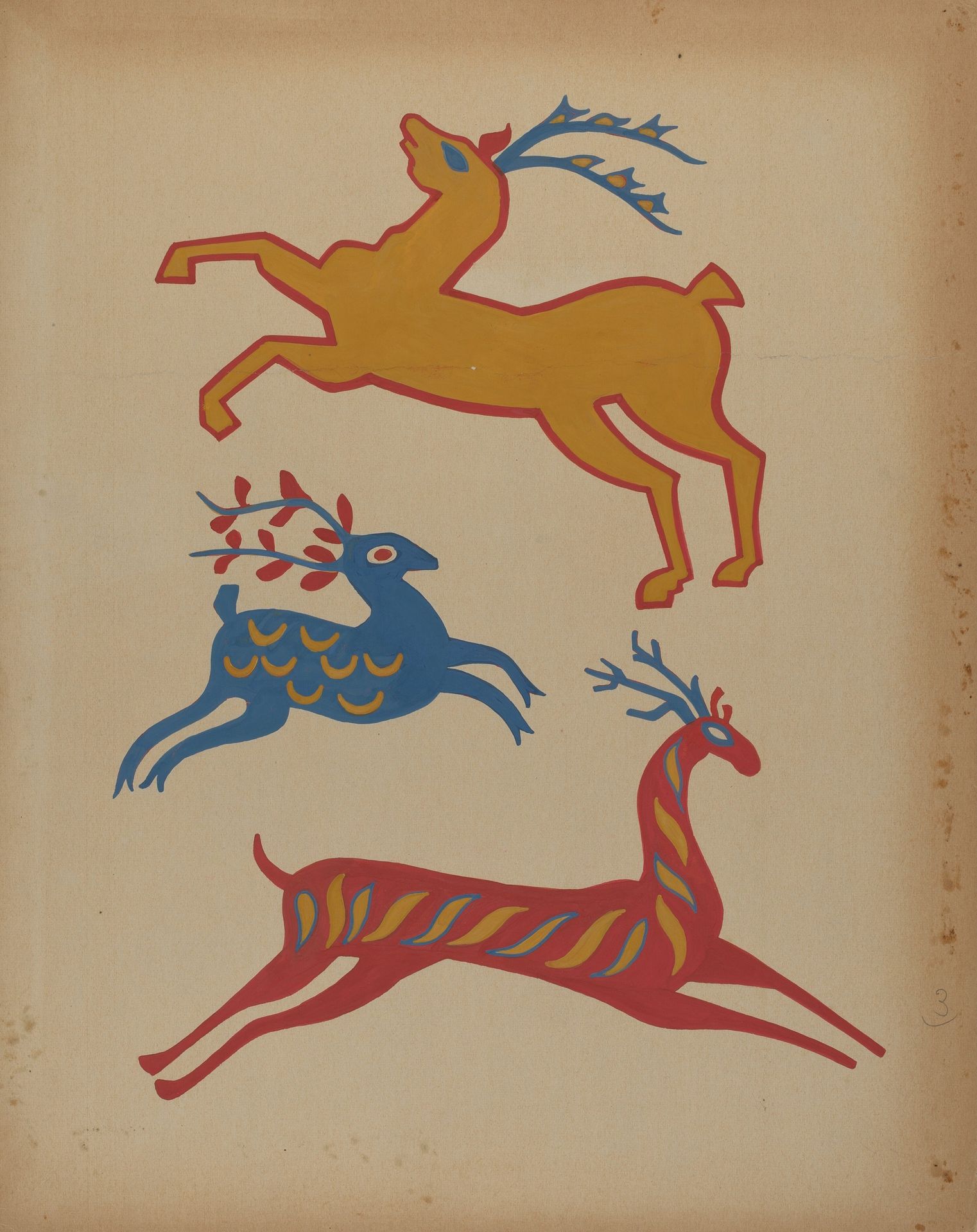 Drawing for Plate 3: From Portfolio "Folk Art of Rural Pennsylvania" by Anonymous