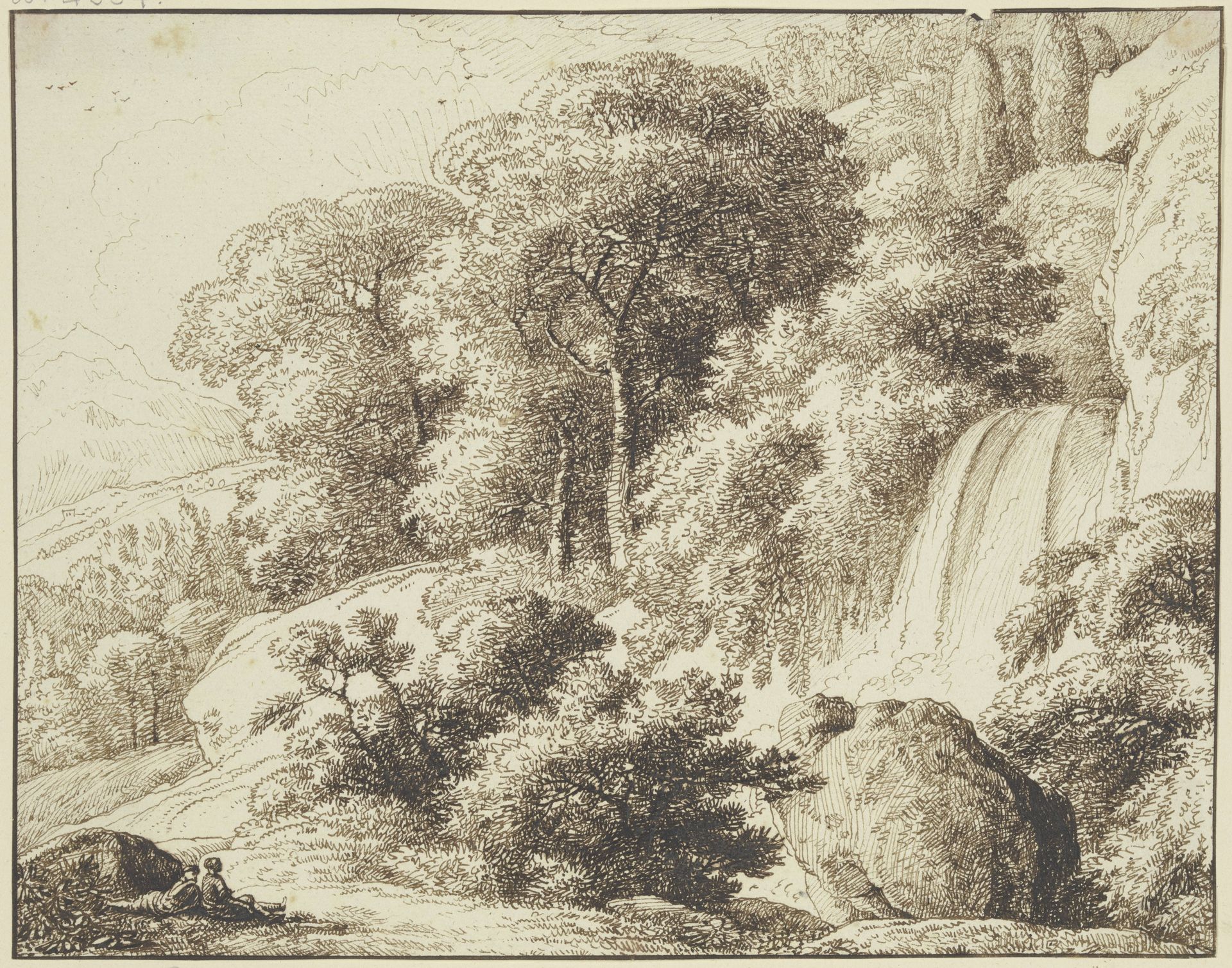 Gebirgslandschaft mit Wasserfall by Franz Kobell