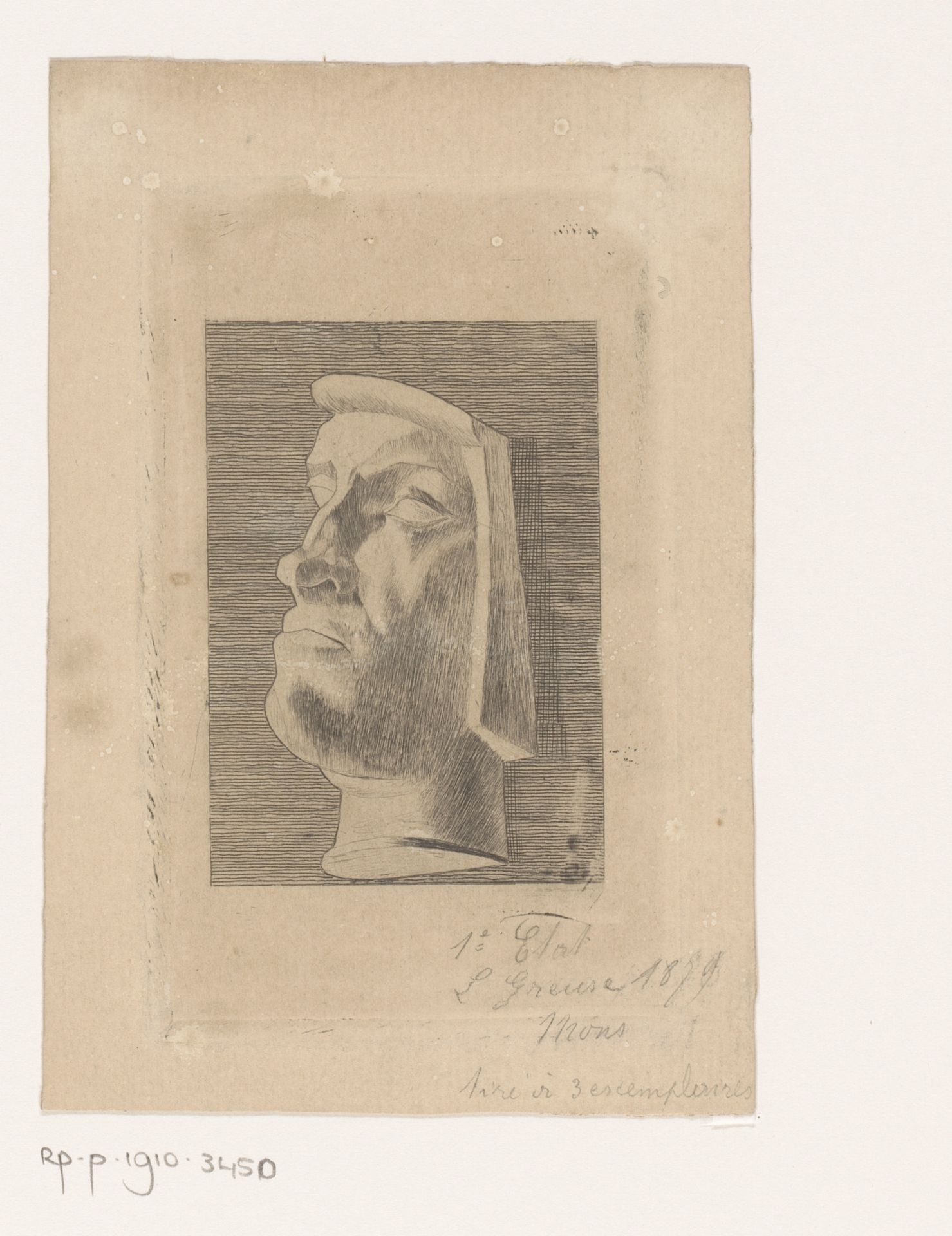 Studie van een gebeeldhouwd hoofd by Louis Joseph Greuse