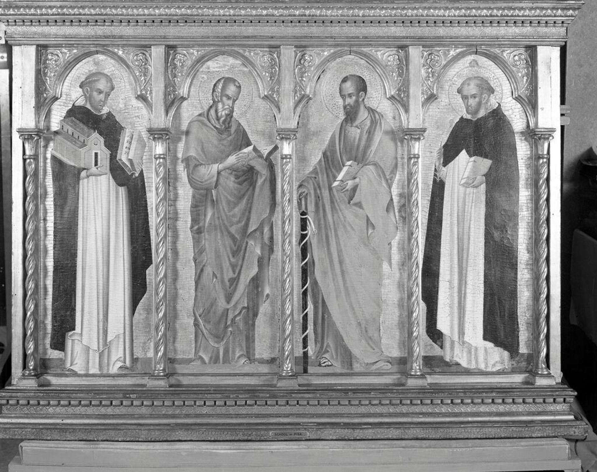 Panel of an Altarpiece: Saints Thomas Aquinas, John the Evangelist, Paul, and Dominic by Workshop of Paolo Veneziano
