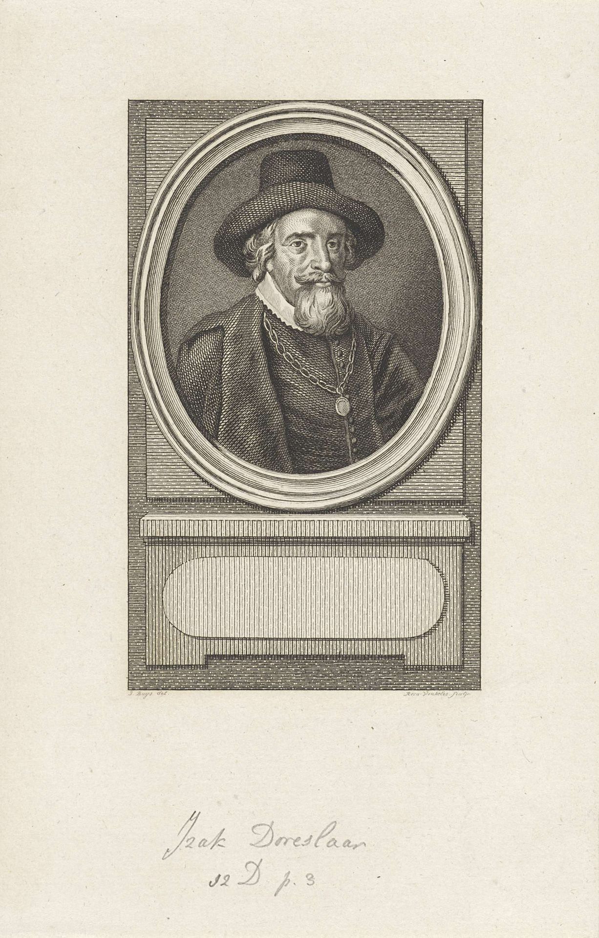 Portret van Isaäc Doreslaer by Reinier Vinkeles