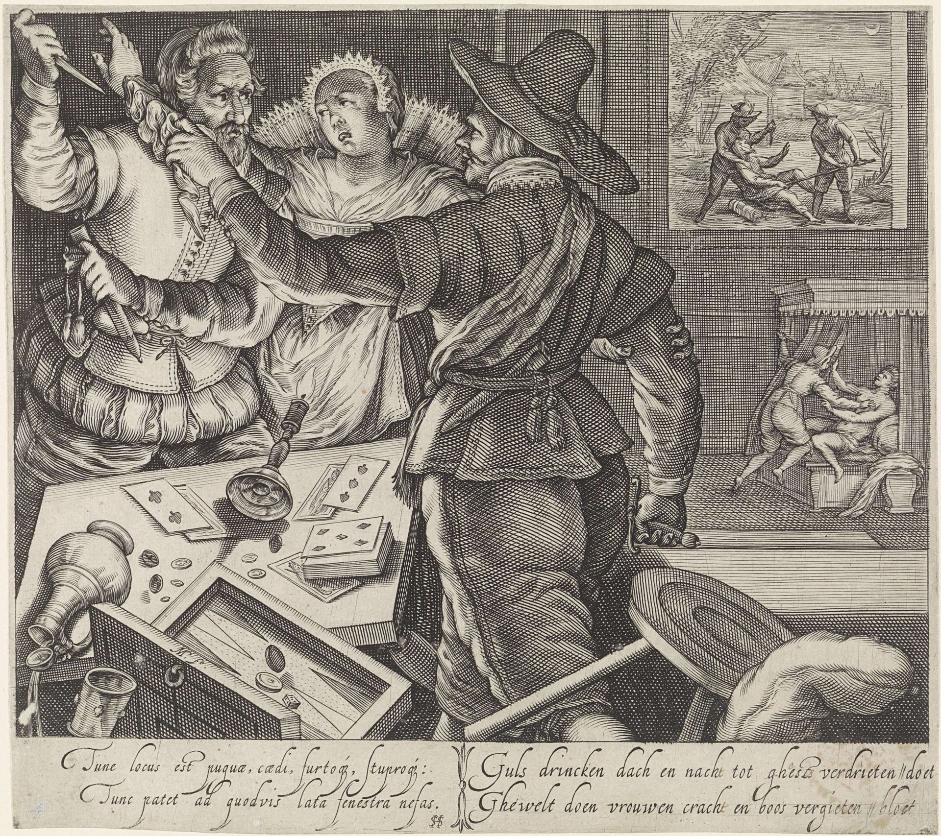 Card-players Fighting with Weapons Drawn by Jacob Matham