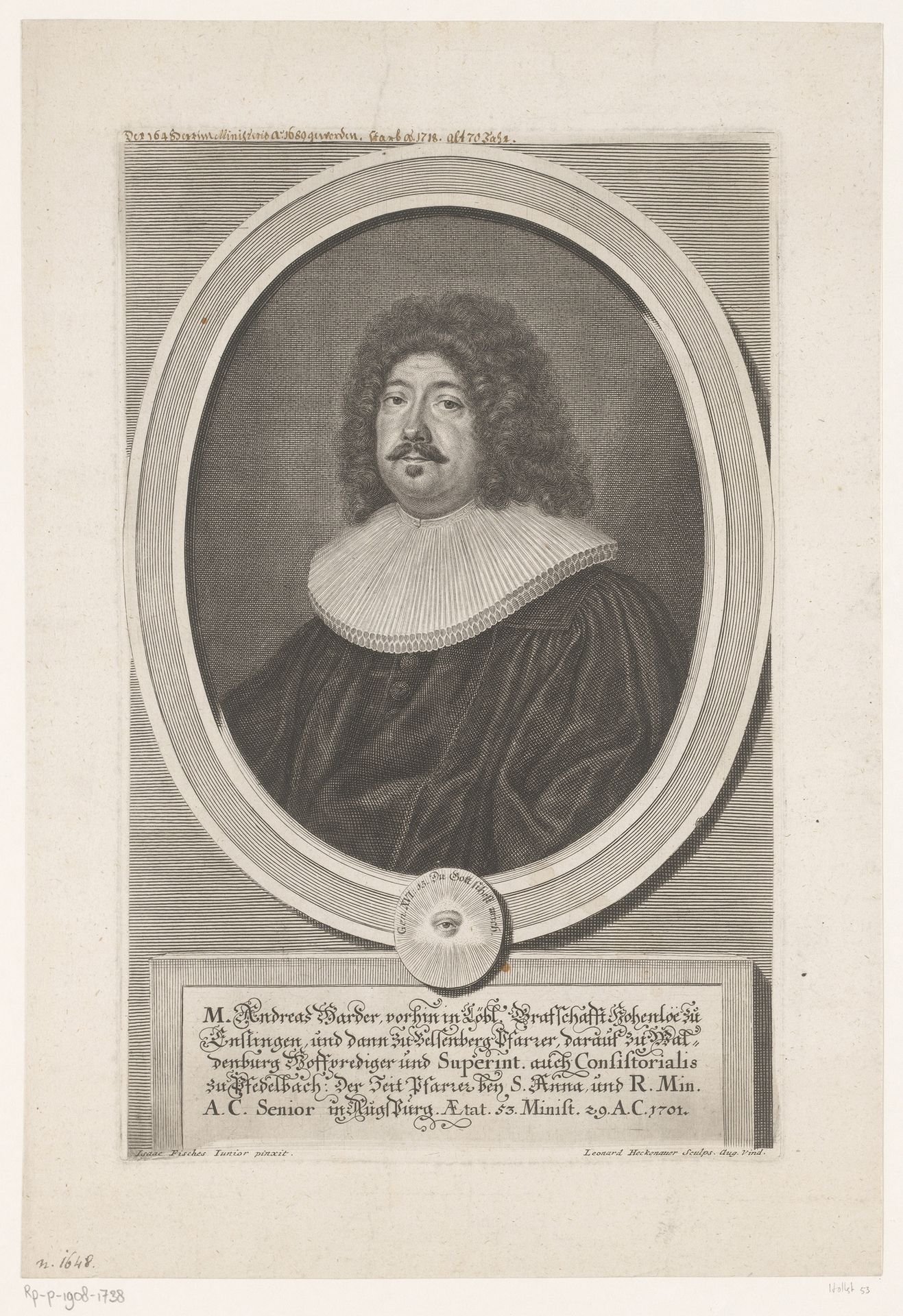 Portret van Andreas Harder op 53-jarige leeftijd by Leonhard Heckenauer