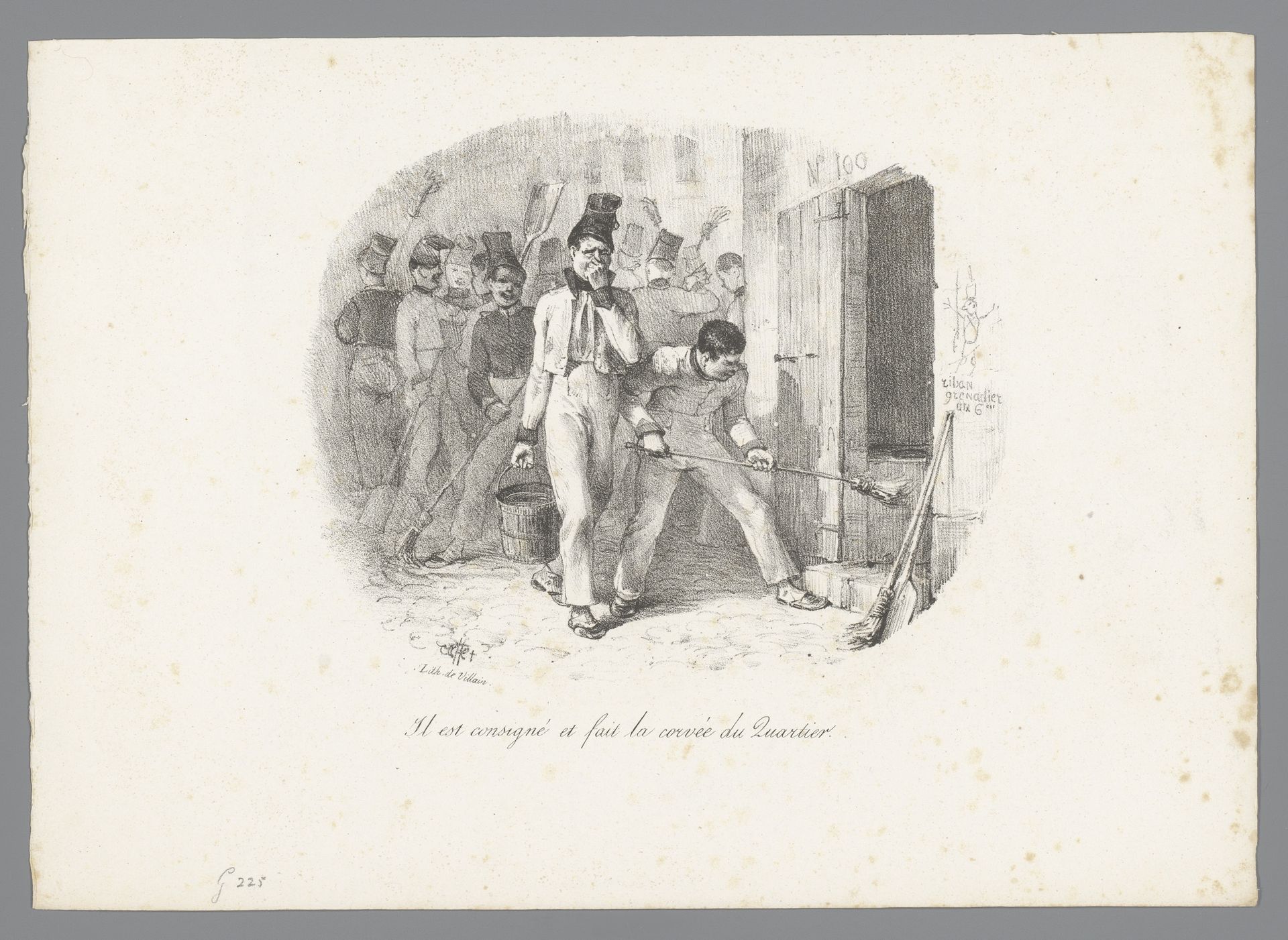 Jean-Jean met een emmer water om schoon te maken by Auguste Raffet