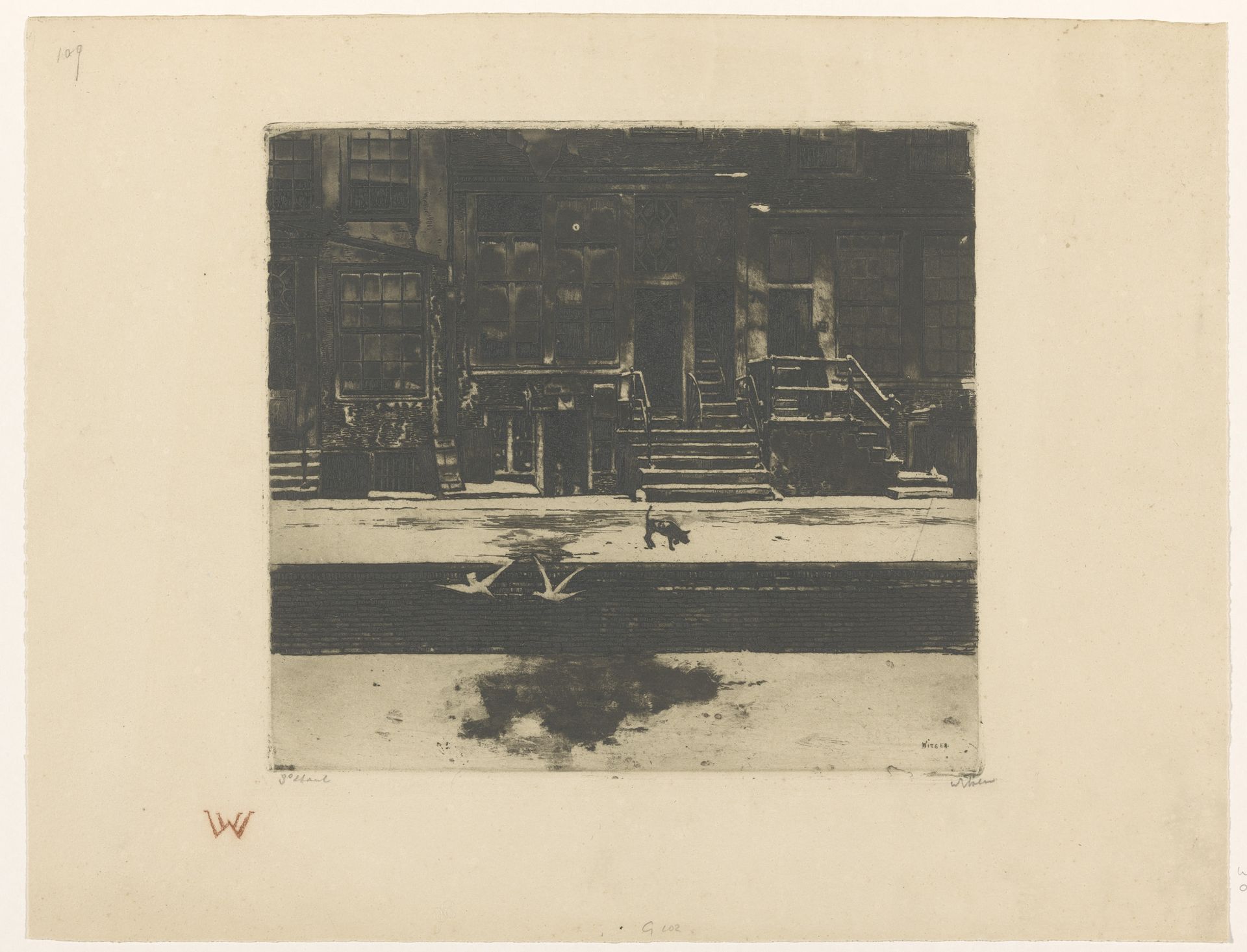 Gezicht op grachtenhuizen in Amsterdam by Willem Witsen