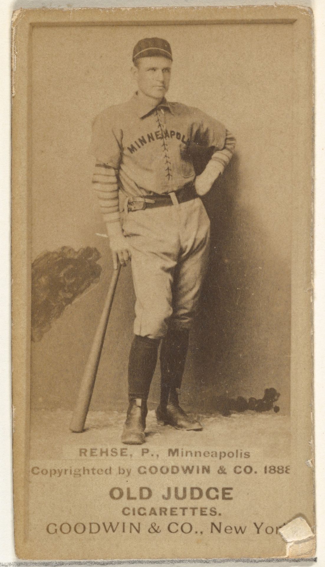 Rehse, Pitcher, Minneapolis, from the Old Judge series (N172) for Old Judge Cigarettes by Goodwin & Company