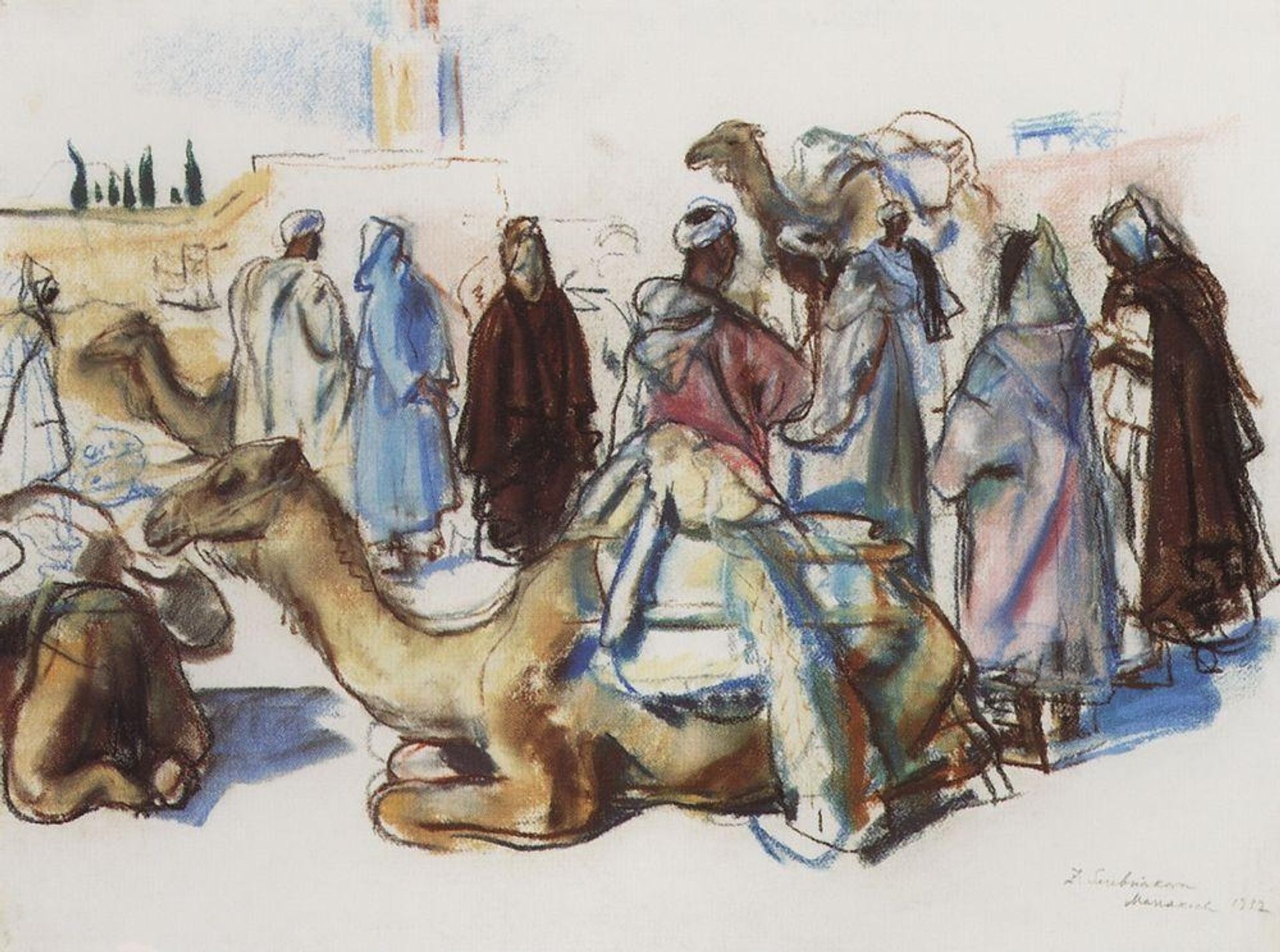 Market with their camels. Marrakesh by Zinaida Serebriakova