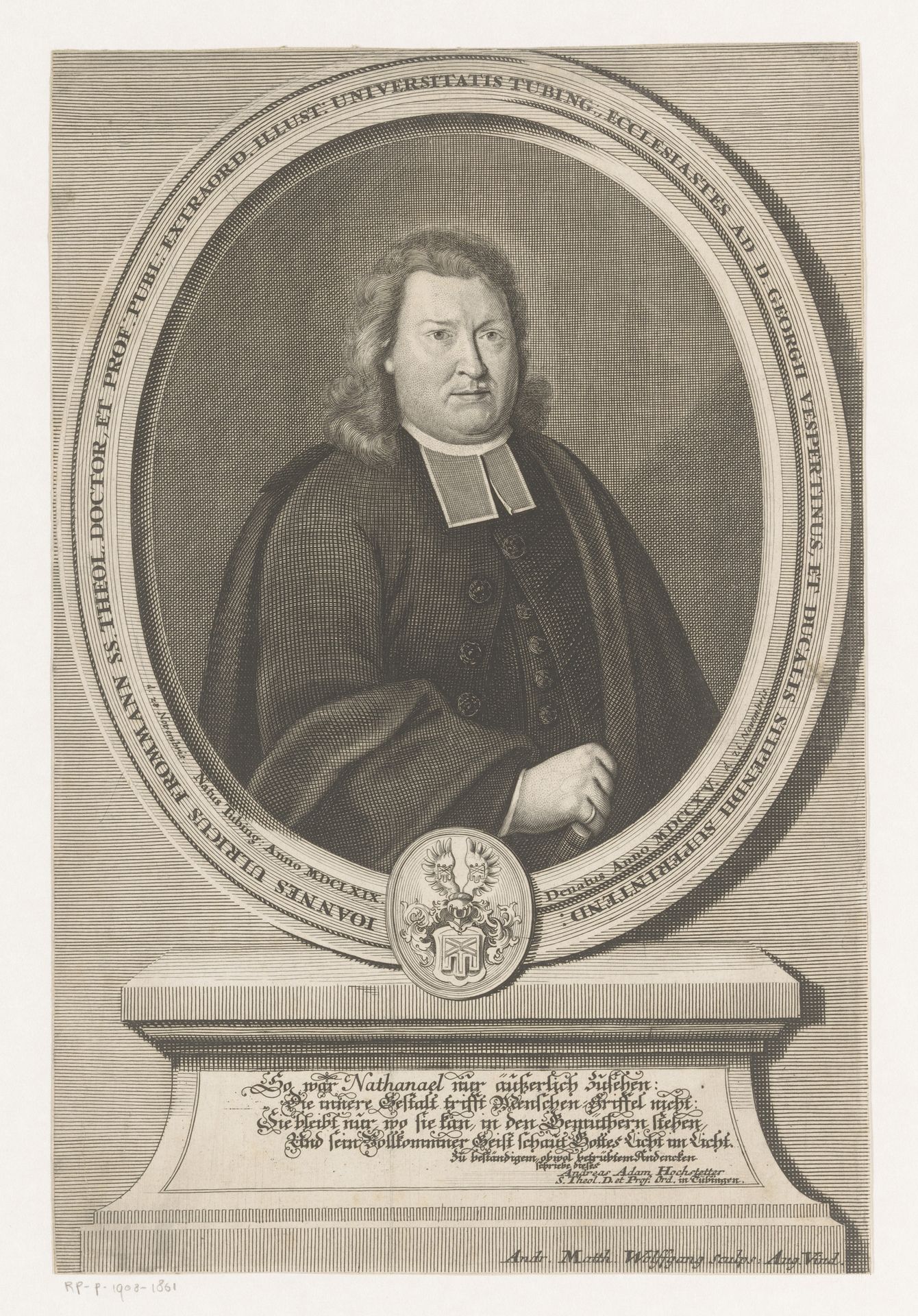 Portret van Johann Ulrich Frommann by Andreas Matthäus Wolfgang