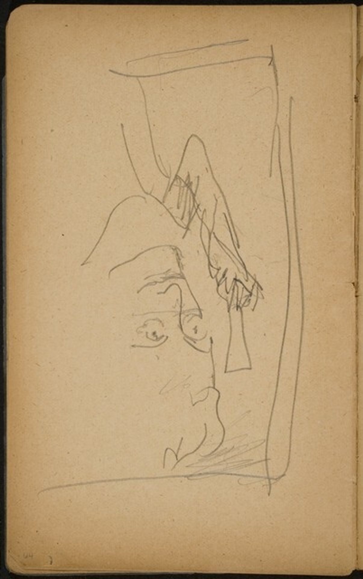 Kopf mit Hut, Gesicht verworfen (Head with a Hat) [p. 64] by Max Beckmann