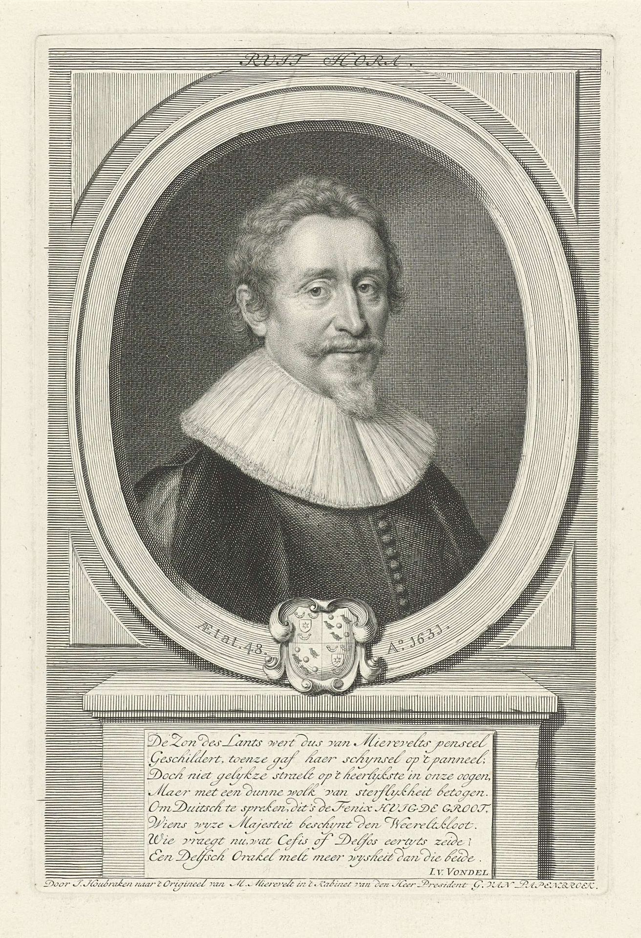 Portret van Hugo de Groot by Jacob Houbraken