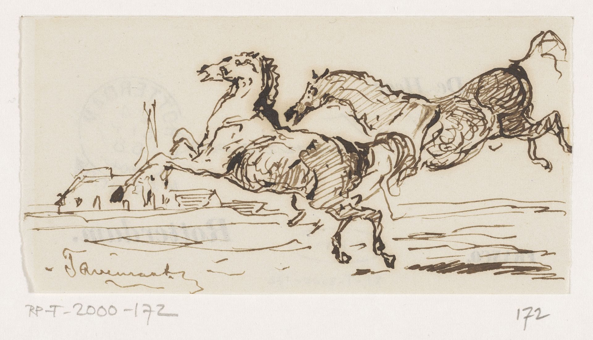 Twee paarden by Johannes Tavenraat