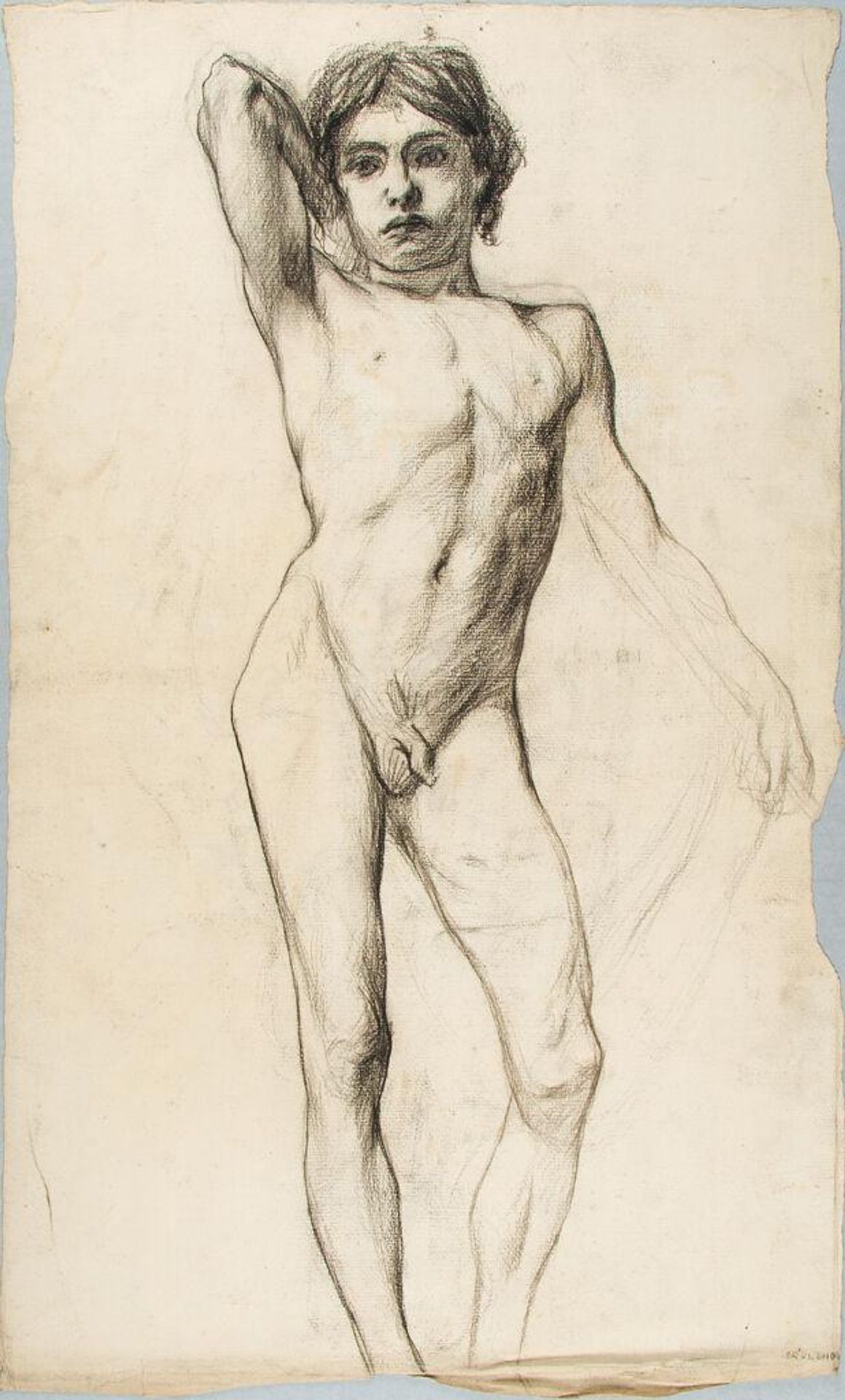 Male Nude Figure Study; verso: Studies of Arms and Legs by William Valentine Schevill