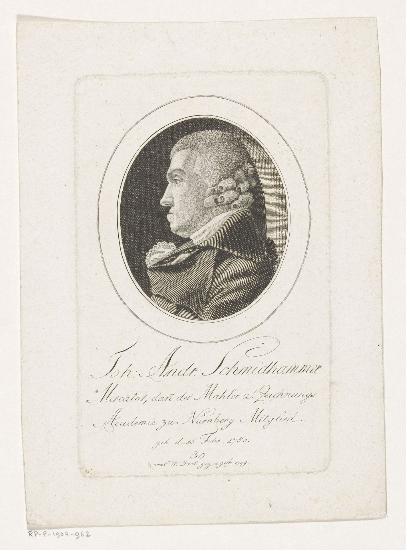 Portret van Johann Andreas Schmidhammer by Christoph-Wilhelm Bock