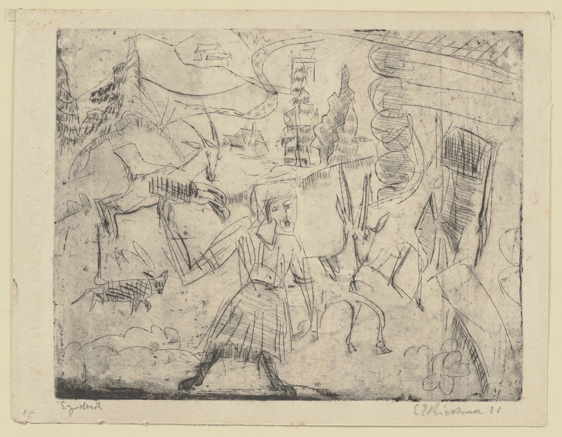 Eintreiben von Ziegen by Ernst Ludwig Kirchner