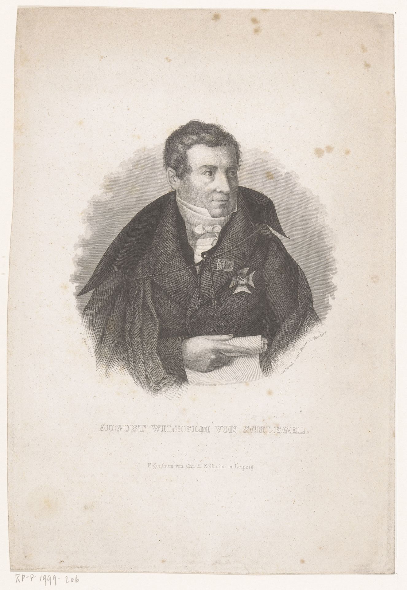 Portret van August Wilhelm von Schlegel by Carl Mayer