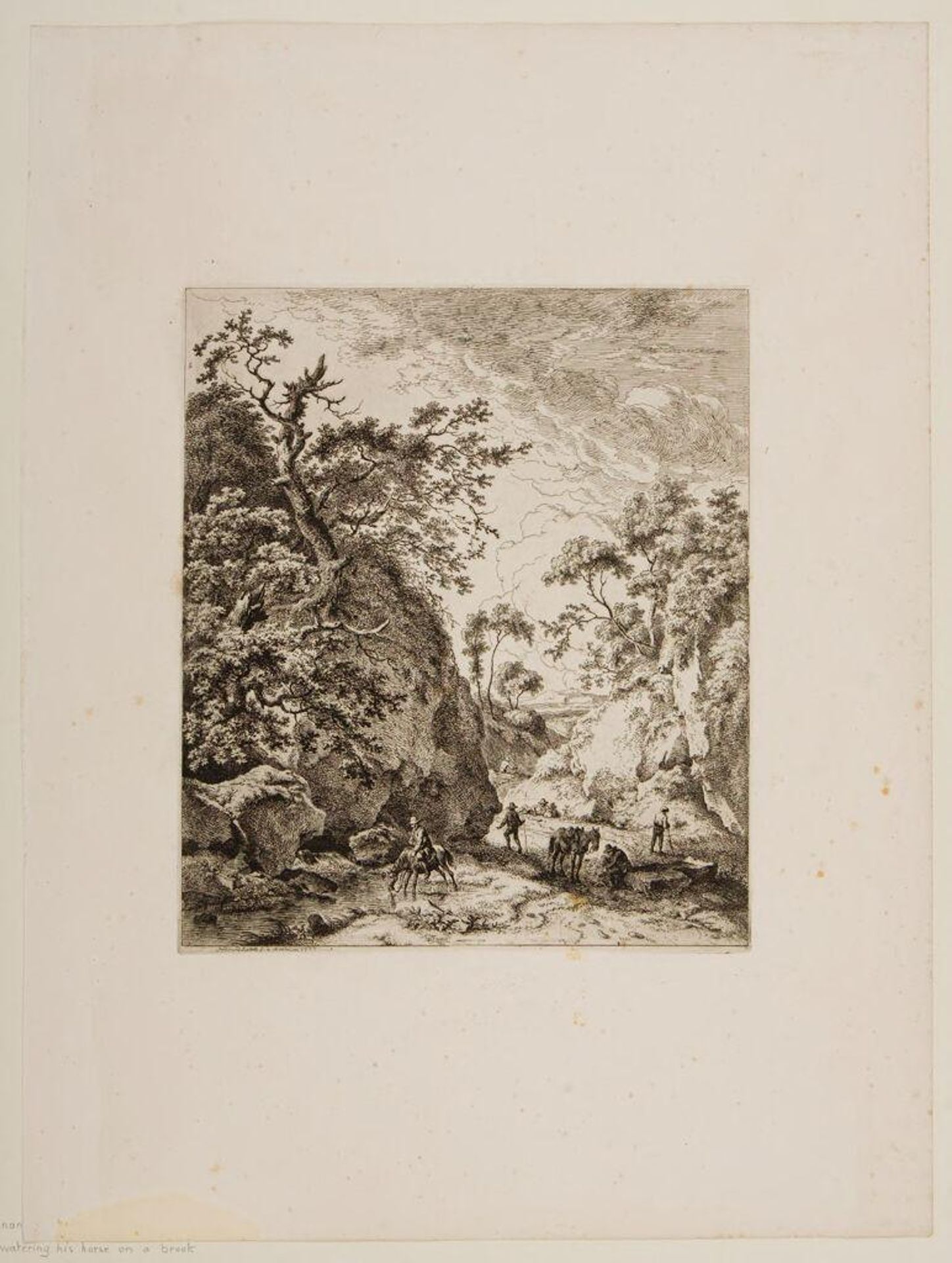 Man Watering His Horse in a Brook by Ferdinand Kobell