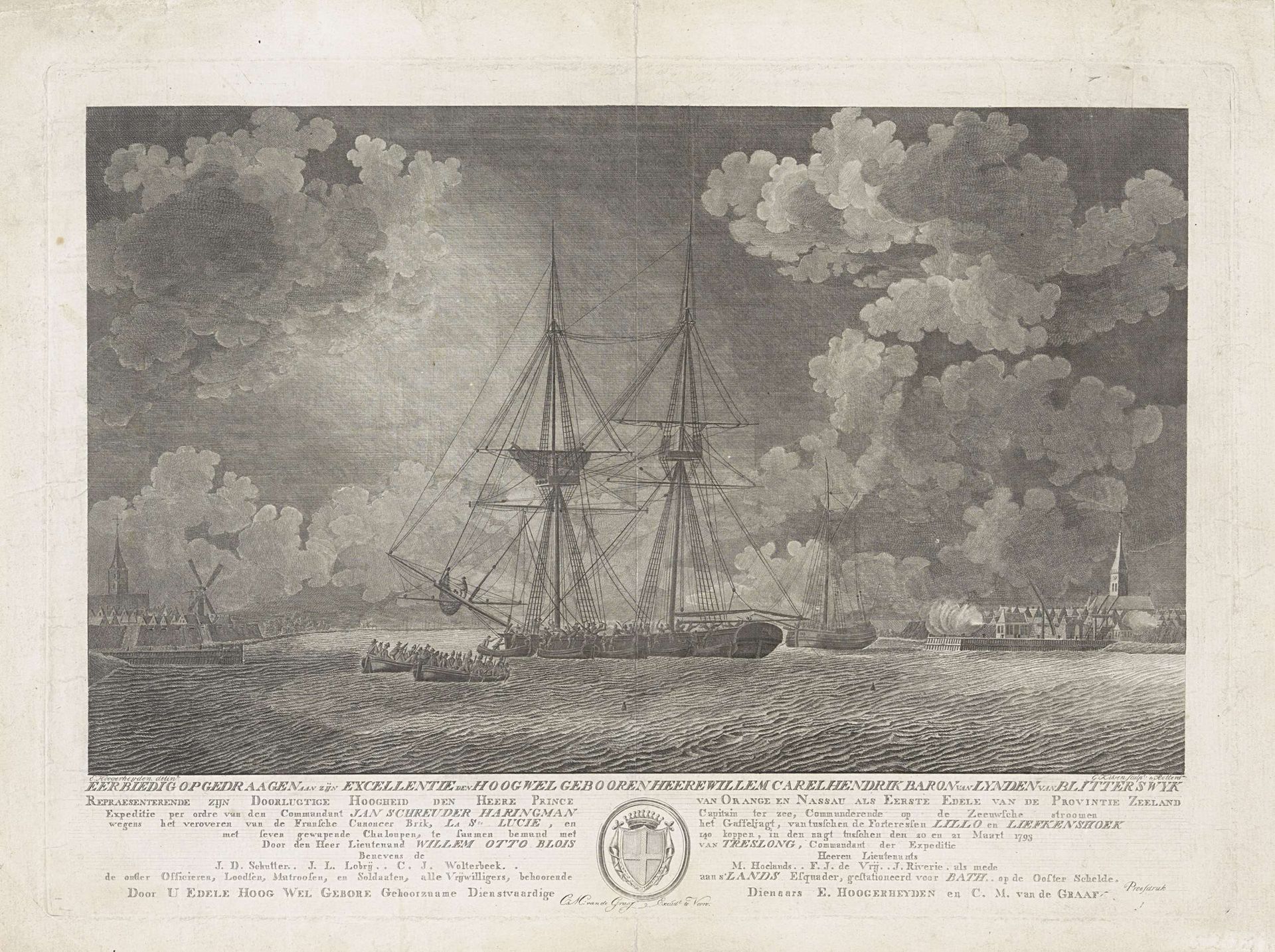 Verovering van de Franse kanonneerboot Ste. Lucie, 1793 by Govert Kitsen