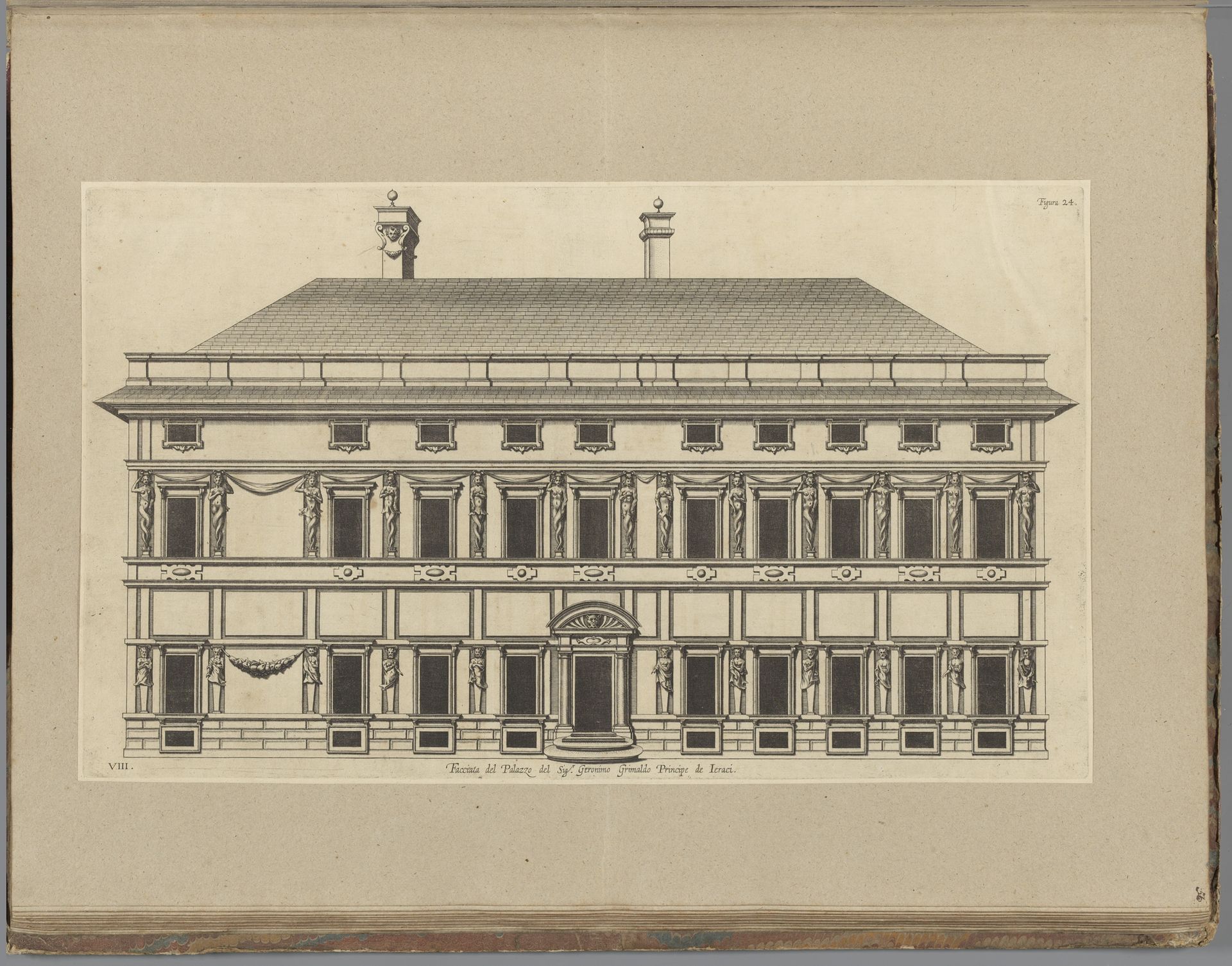 Opstand van de façade van het Palazzo della Meridiana te Genua by Nicolaes Ryckmans