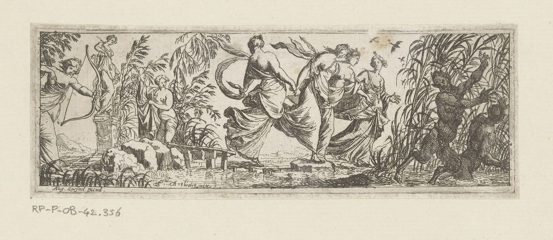 Diana achtervolgt de ontvoerder van haar nimfen by Pierre Brebiette
