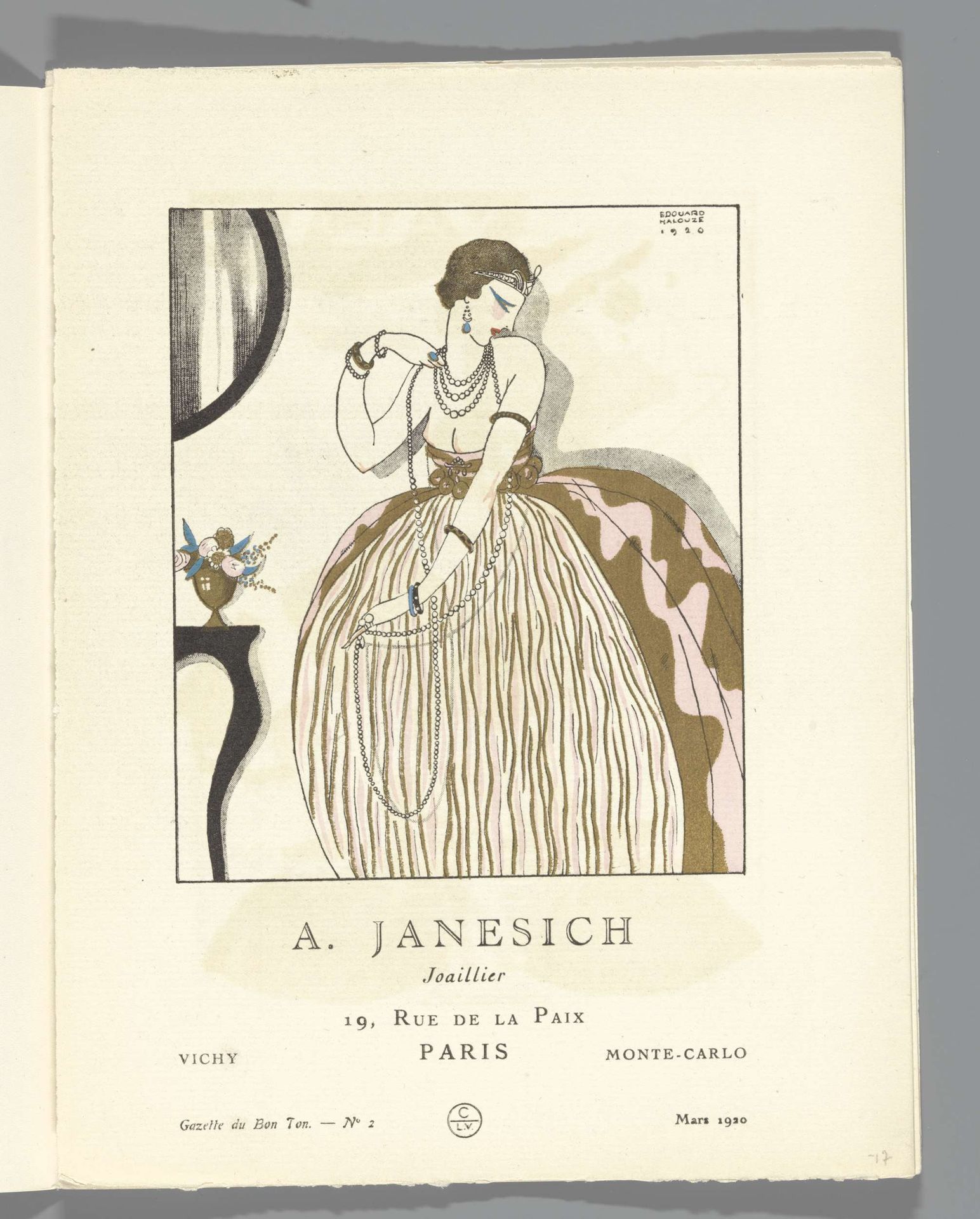 Gazette du Bon Ton. Art – Modes & Frivolités: Advertising Material by Edouard Halouze