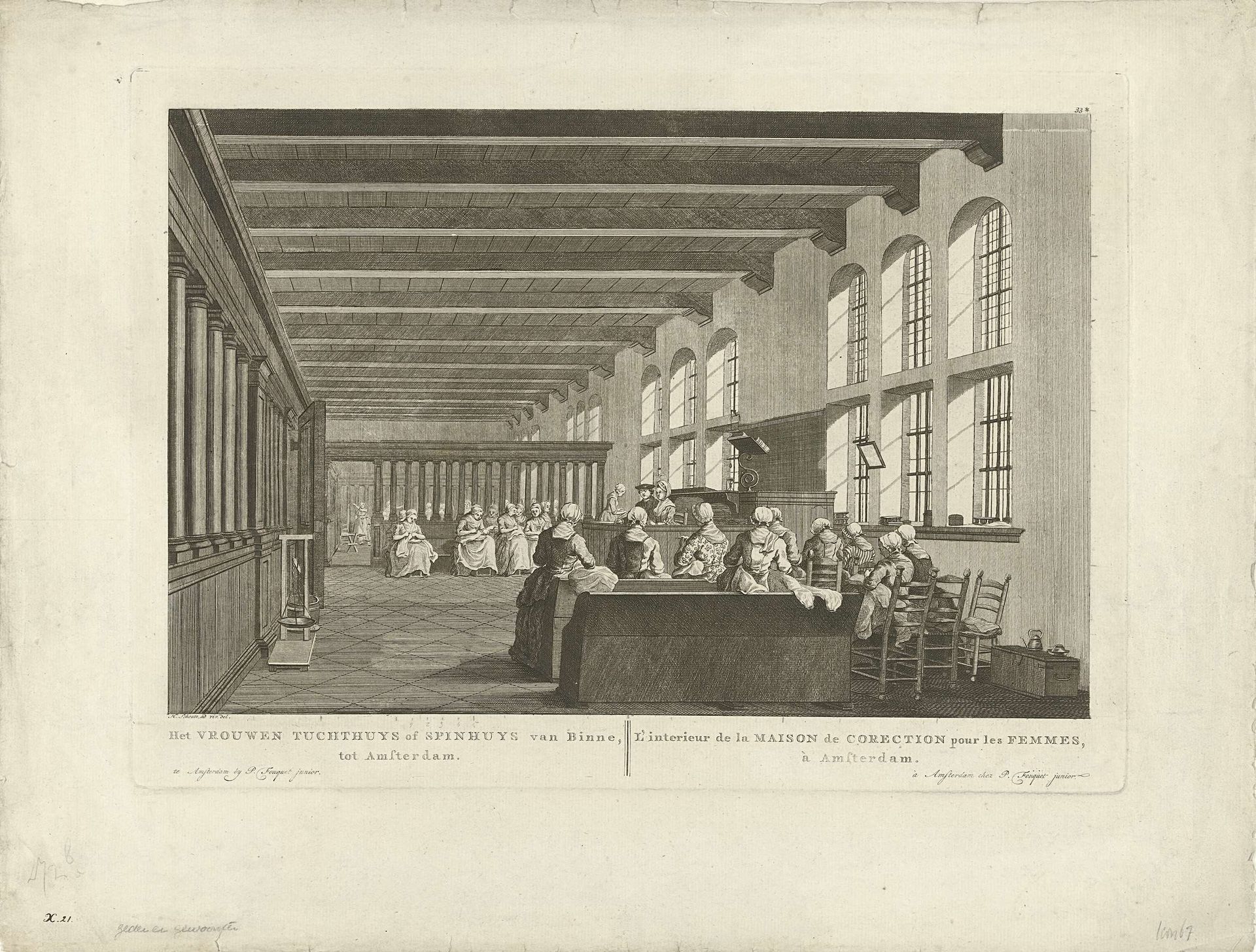 Interieur van het Spinhuis te Amsterdam by Hermanus Petrus Schouten