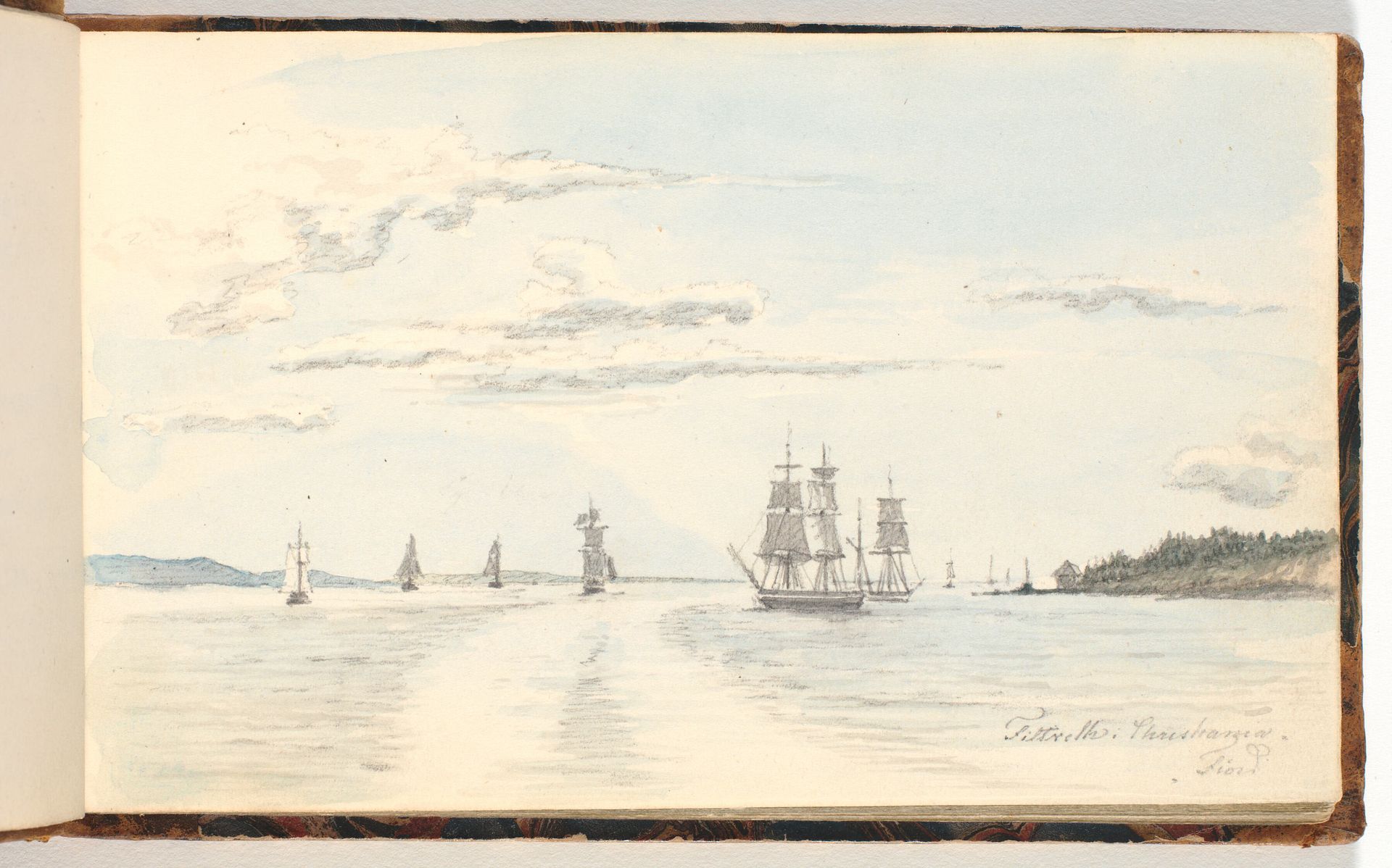Kystlandskab med skibe by Martinus Rørbye