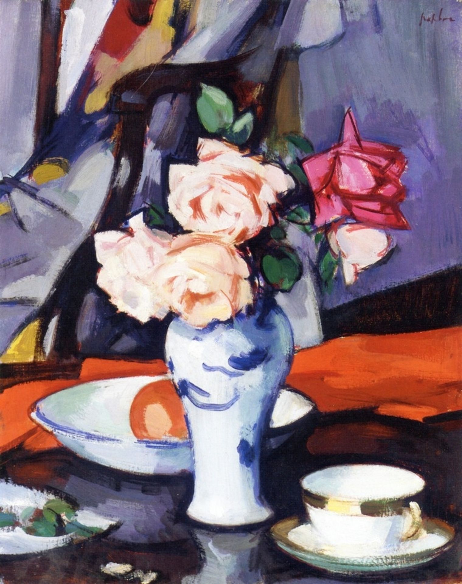 Roses in a Chinese Vase by Samuel Peploe