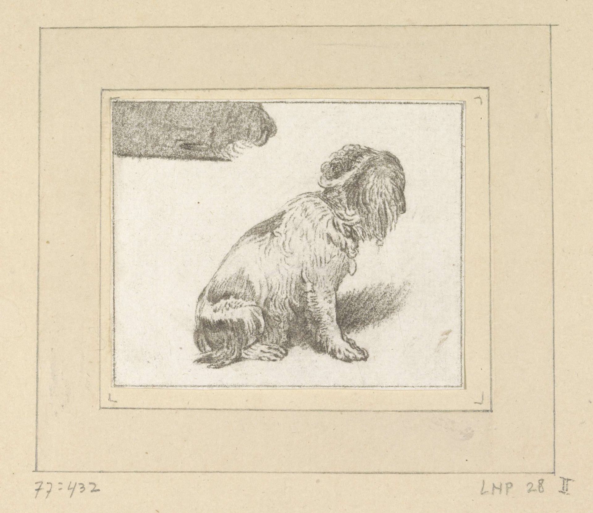 Zittende hond by Cornelis Brouwer
