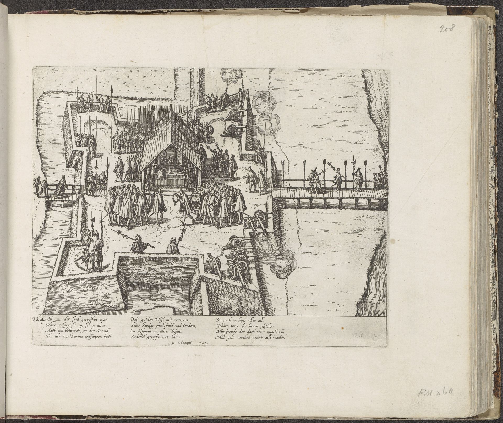 Parma geridderd in de orde van het Gulden Vlies, 1585 by Frans Hogenberg
