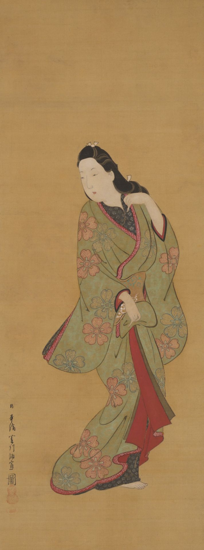 Beauty Turning Her Head by Hishikawa Moronobu 菱川師宣