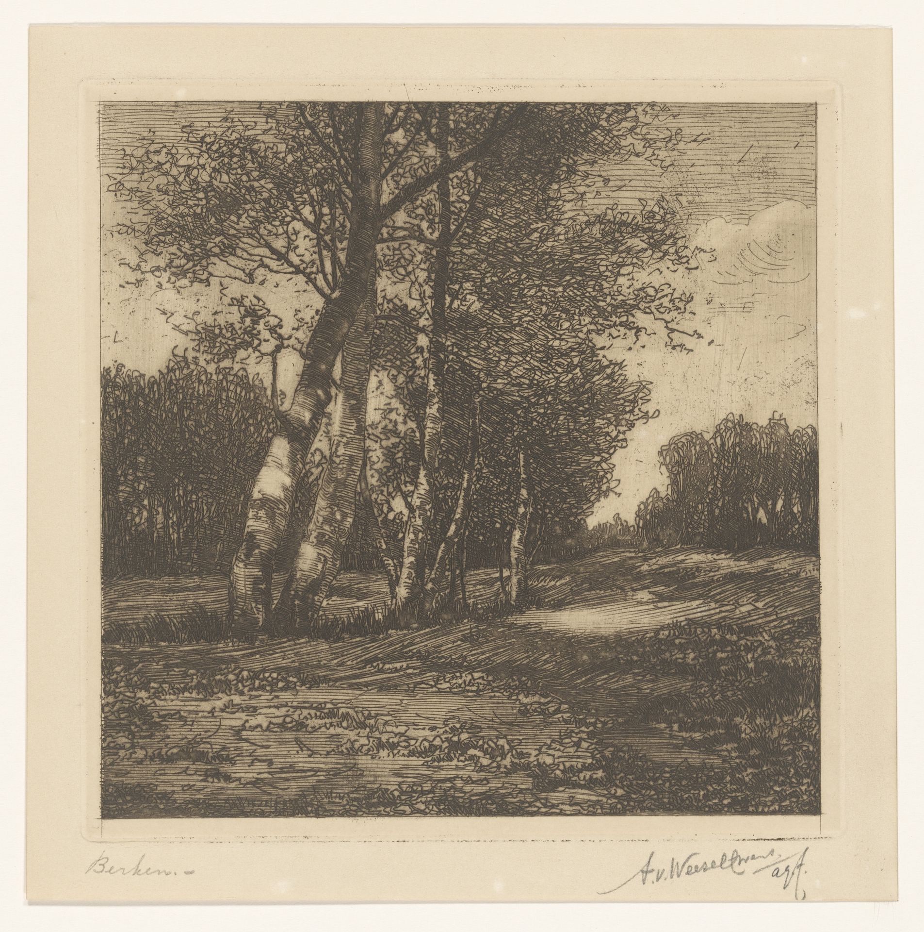 Landschap met bomen by Adolphe P.H J. van Weezel Errens